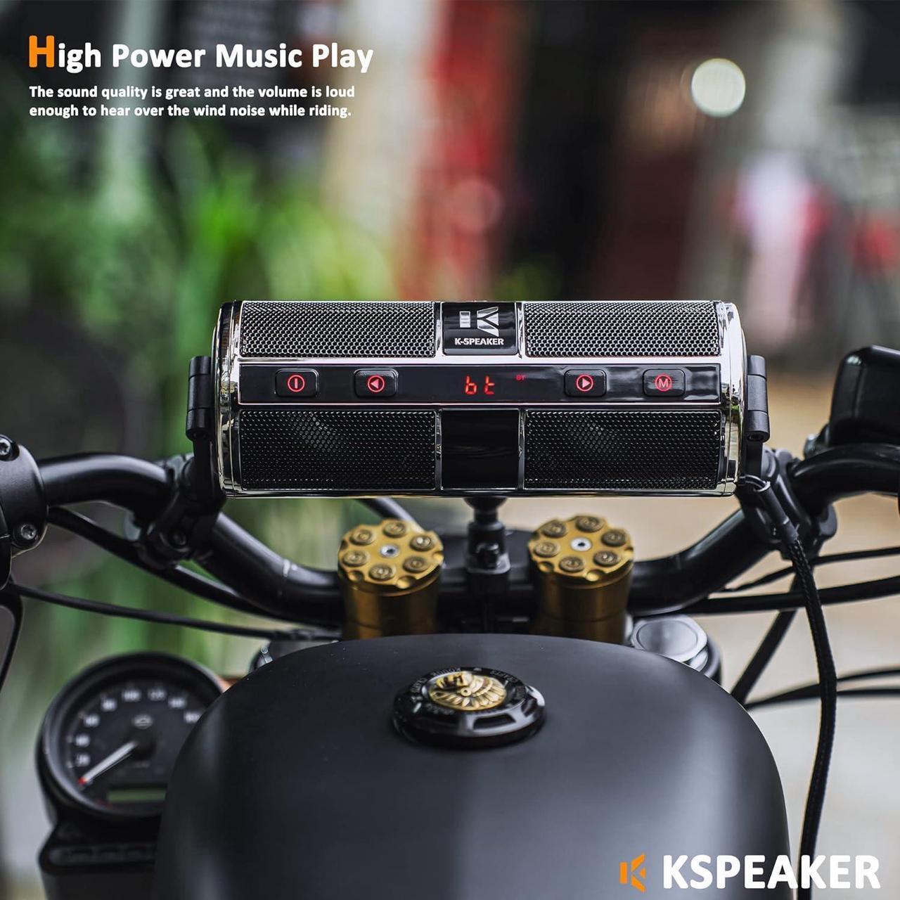 Alt view image 4 of 7 - Motorcycle Speakers Bluetooth Waterproof Radio Audio System Built-in Amplifier, Great for ATV, Scooter Bike,12 Volt Vehicle,3 Inch Metal Mp3 Player, K2ch