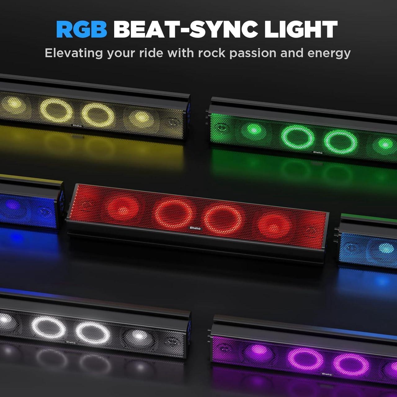 Alt view image 2 of 7 - 25 Inch UTV Sound Bar, ATV SoundBar Bluetooth with RGB Lighting, Amplified Powersports SXS Sound Bar, Waterproof Golf Cart Sound Bar, UTV Speakers Compatible with Polaris RZR Can-Am