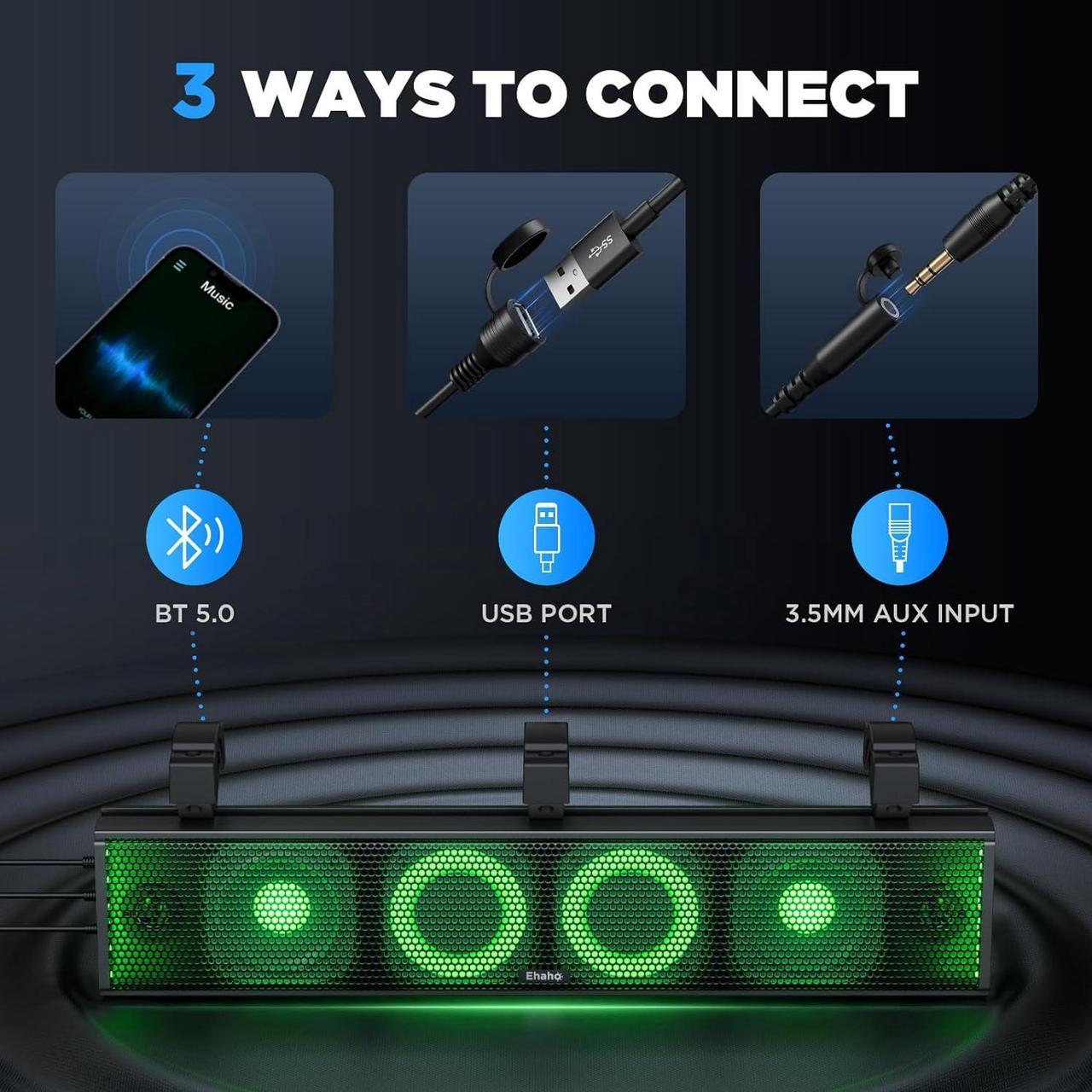 Alt view image 6 of 7 - 25 Inch UTV Sound Bar, ATV SoundBar Bluetooth with RGB Lighting, Amplified Powersports SXS Sound Bar, Waterproof Golf Cart Sound Bar, UTV Speakers Compatible with Polaris RZR Can-Am