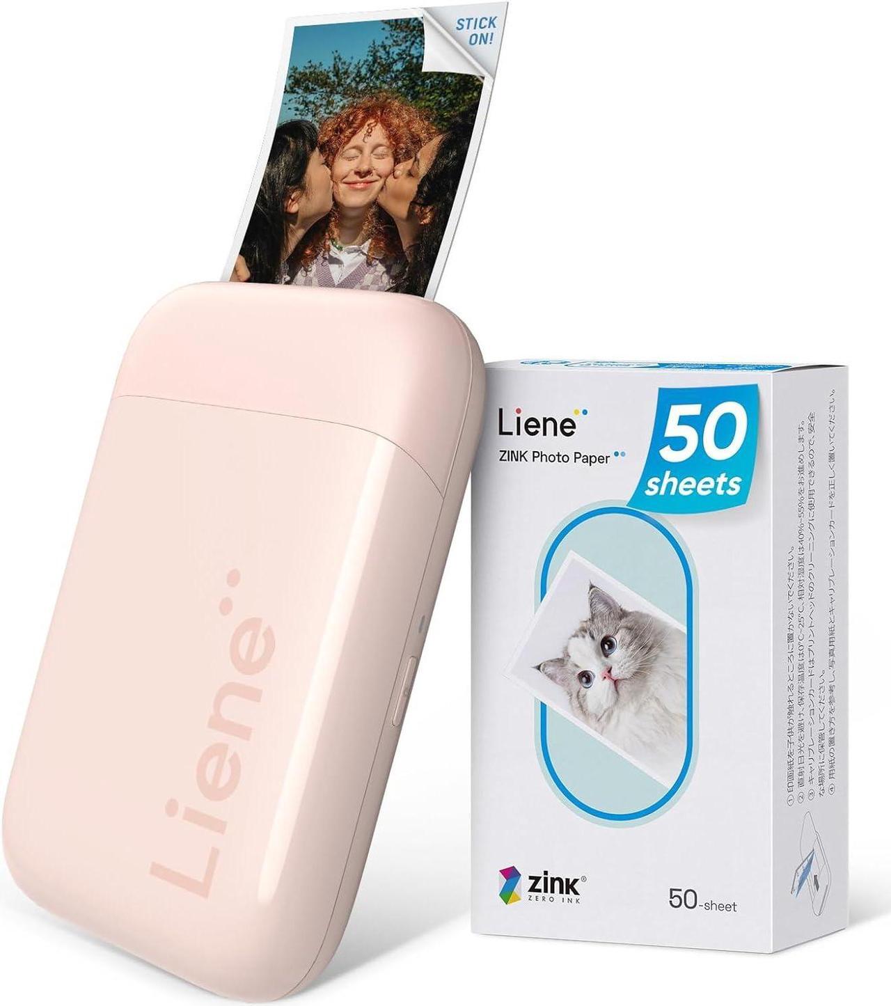 Main image of Photo Printer, 2x3 Mini Instant Portable Color Mono Picture Printer w/ 50 Zink Adhesive Paper, Bluetooth 5.0, Compatible w/iOS & Android, Small Photo Printer for iPhone, Smartphones, Pink