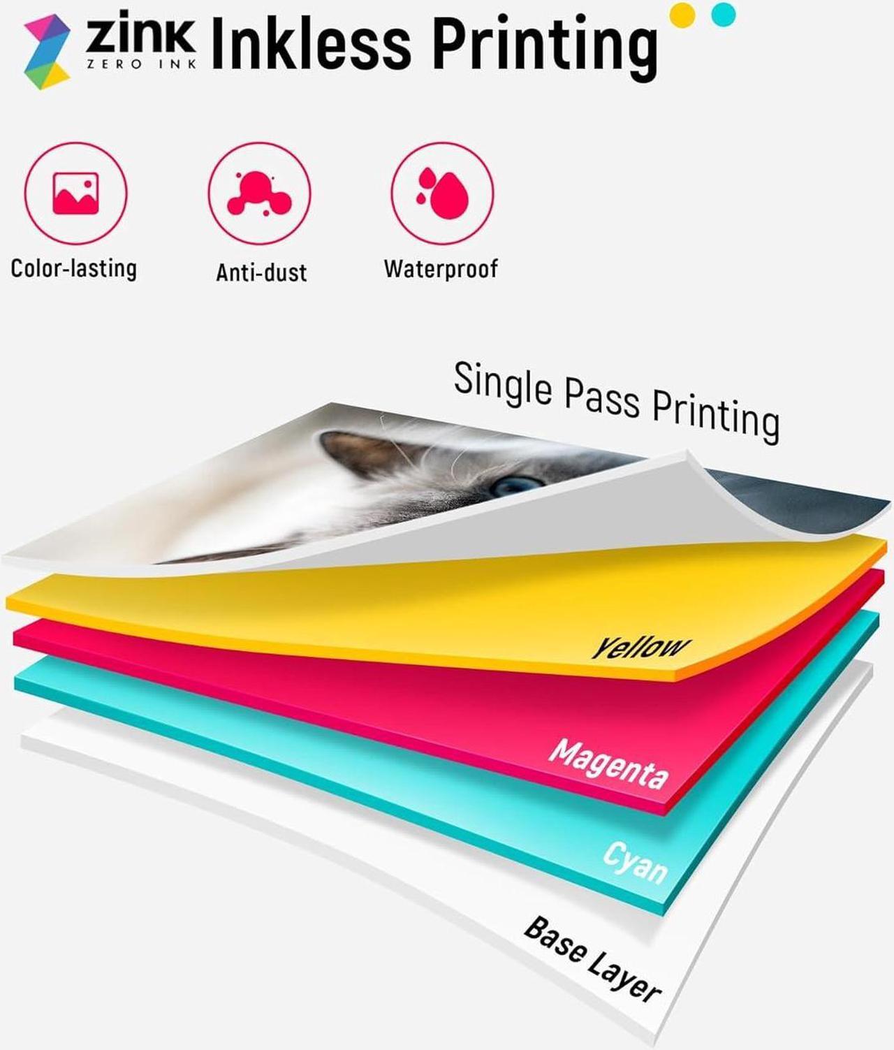 Alt view image 4 of 7 - Photo Printer, 2x3 Mini Instant Portable Color Mono Picture Printer w/ 50 Zink Adhesive Paper, Bluetooth 5.0, Compatible w/iOS & Android, Small Photo Printer for iPhone, Smartphones, Pink