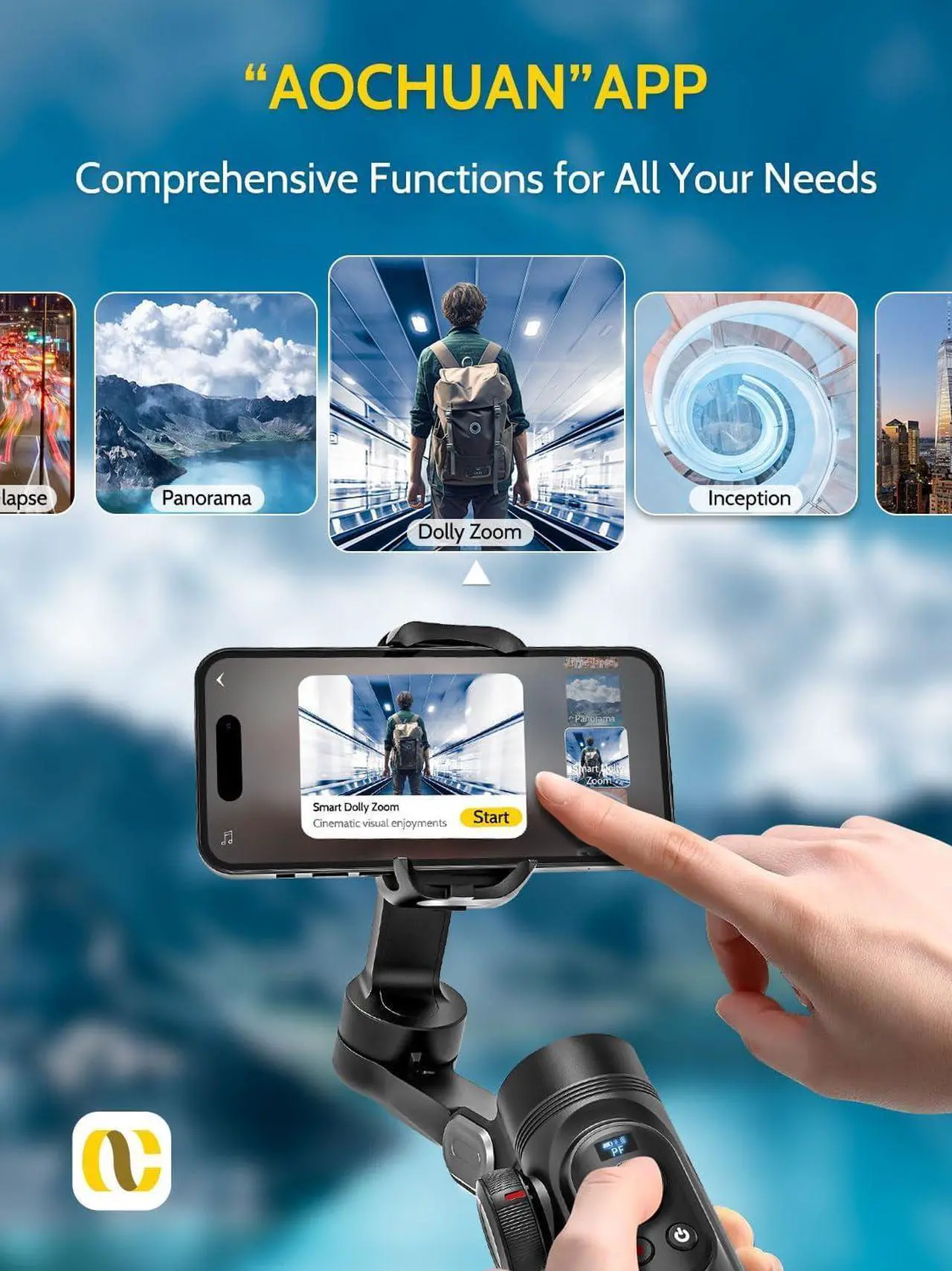 Alt view image 7 of 7 - 3-Axis Gimbal, Gimbal Stabilizer for Smartphone w/RGB Magnetic Fill Light Phone Gimbal for iPhone/Android Foldable iPhone Gimbal w/Upgraded Face Tracking Vlog Recording-Smart X Pro Kit