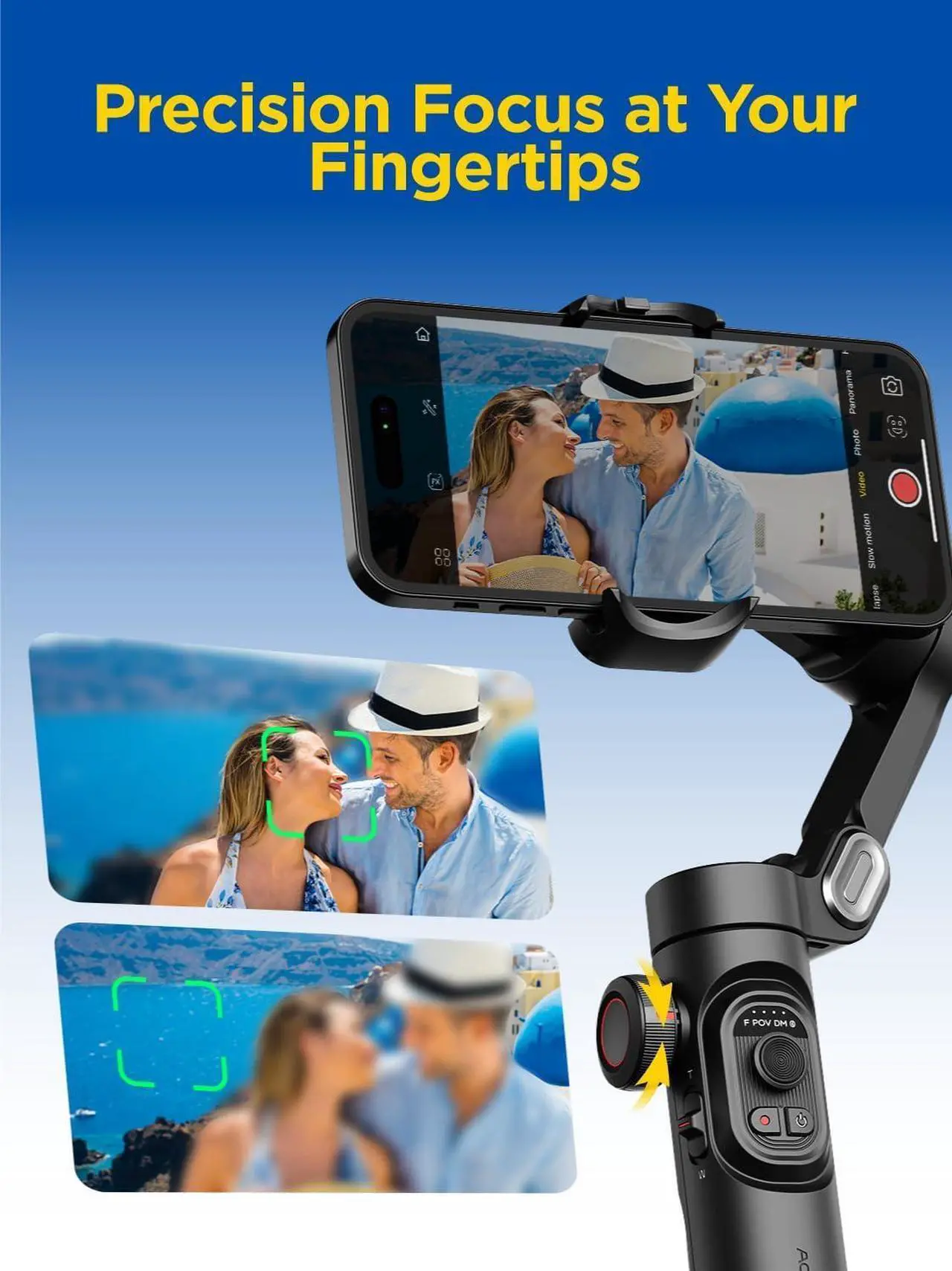 Alt view image 6 of 7 - 3-Axis Gimbal Stabilizer for Smartphone, Gimbal w/RGB Magnetic Fill Light Upgraded Face Tracking Focus Wheel Foldable iPhone Gimbal for iPhone/Android Phone Gimbal Vlog Recording Smart XE Kit