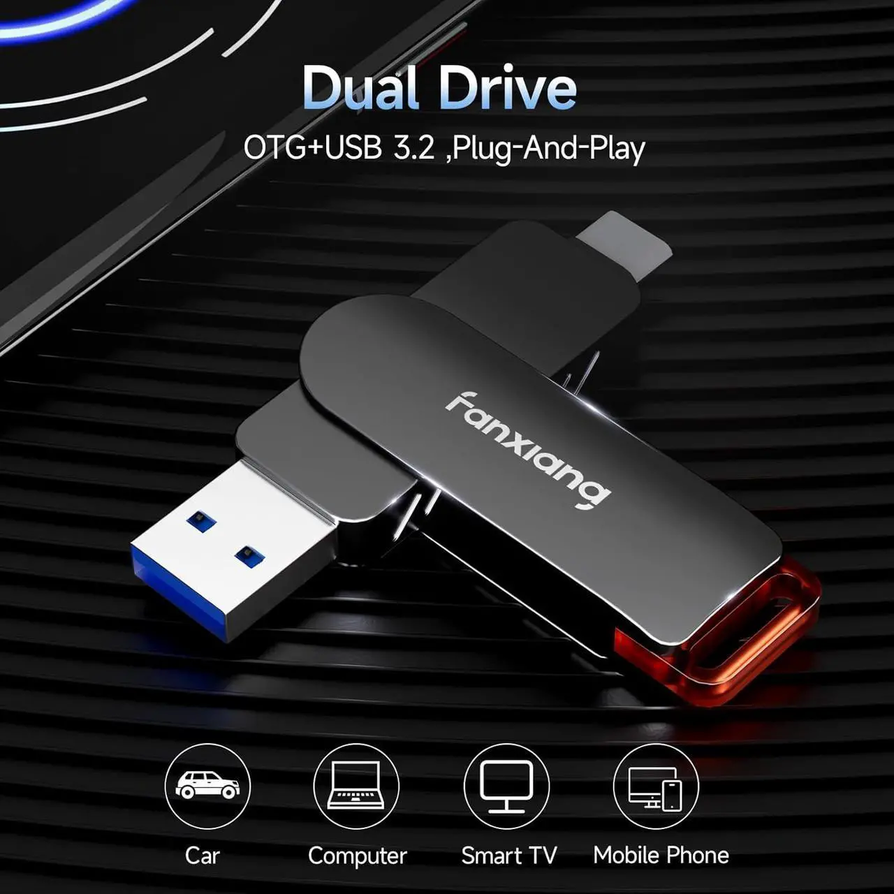 Alt view image 2 of 7 - 512GB Flash Drive Up to 560MB/s External SSD,Type C & 3.2 USB-A,Gen 2 Thumb Drive,Memory Stick for iPhone15/PS4//Android Phone/Windows/Mac