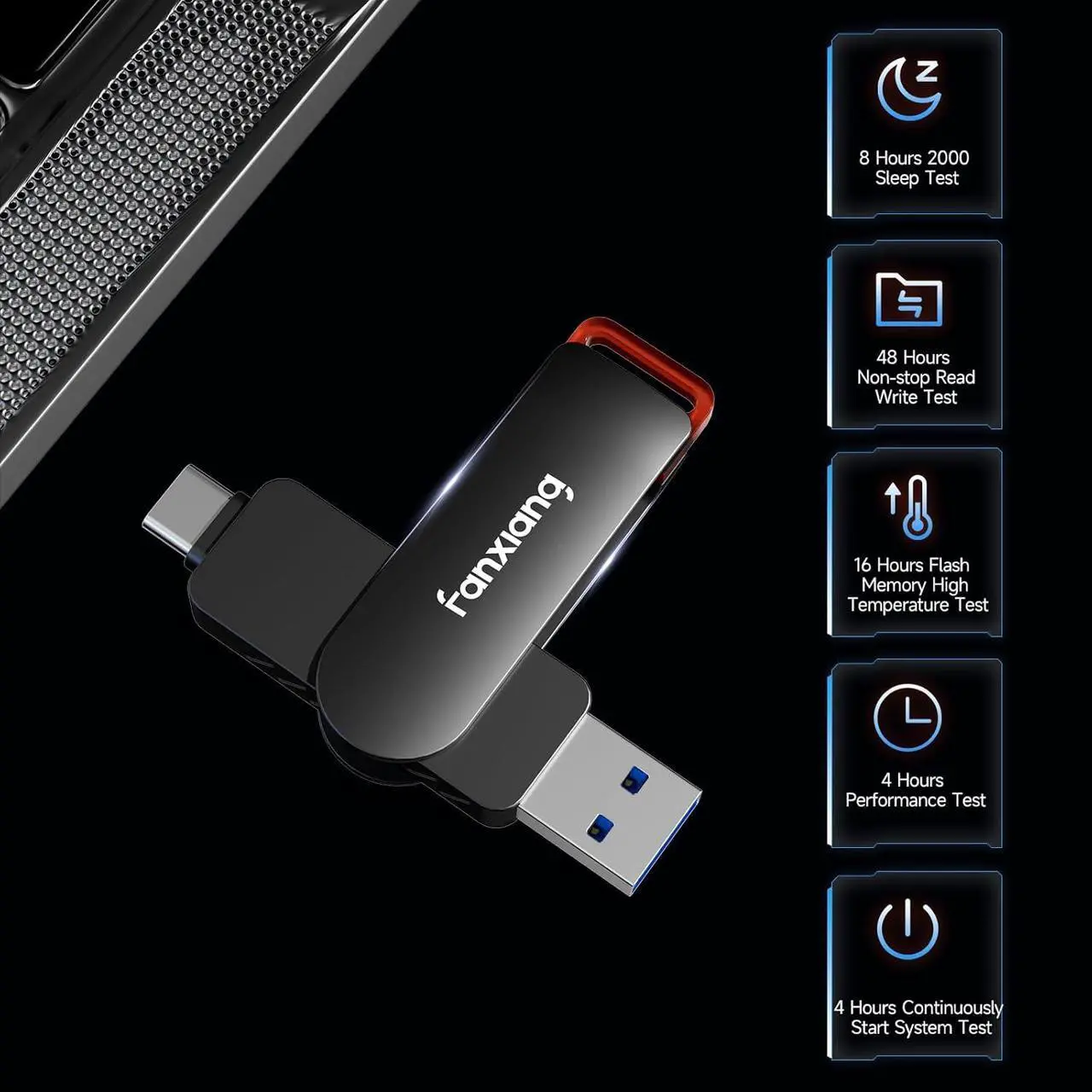 Alt view image 5 of 7 - 512GB Flash Drive Up to 560MB/s External SSD,Type C & 3.2 USB-A,Gen 2 Thumb Drive,Memory Stick for iPhone15/PS4//Android Phone/Windows/Mac