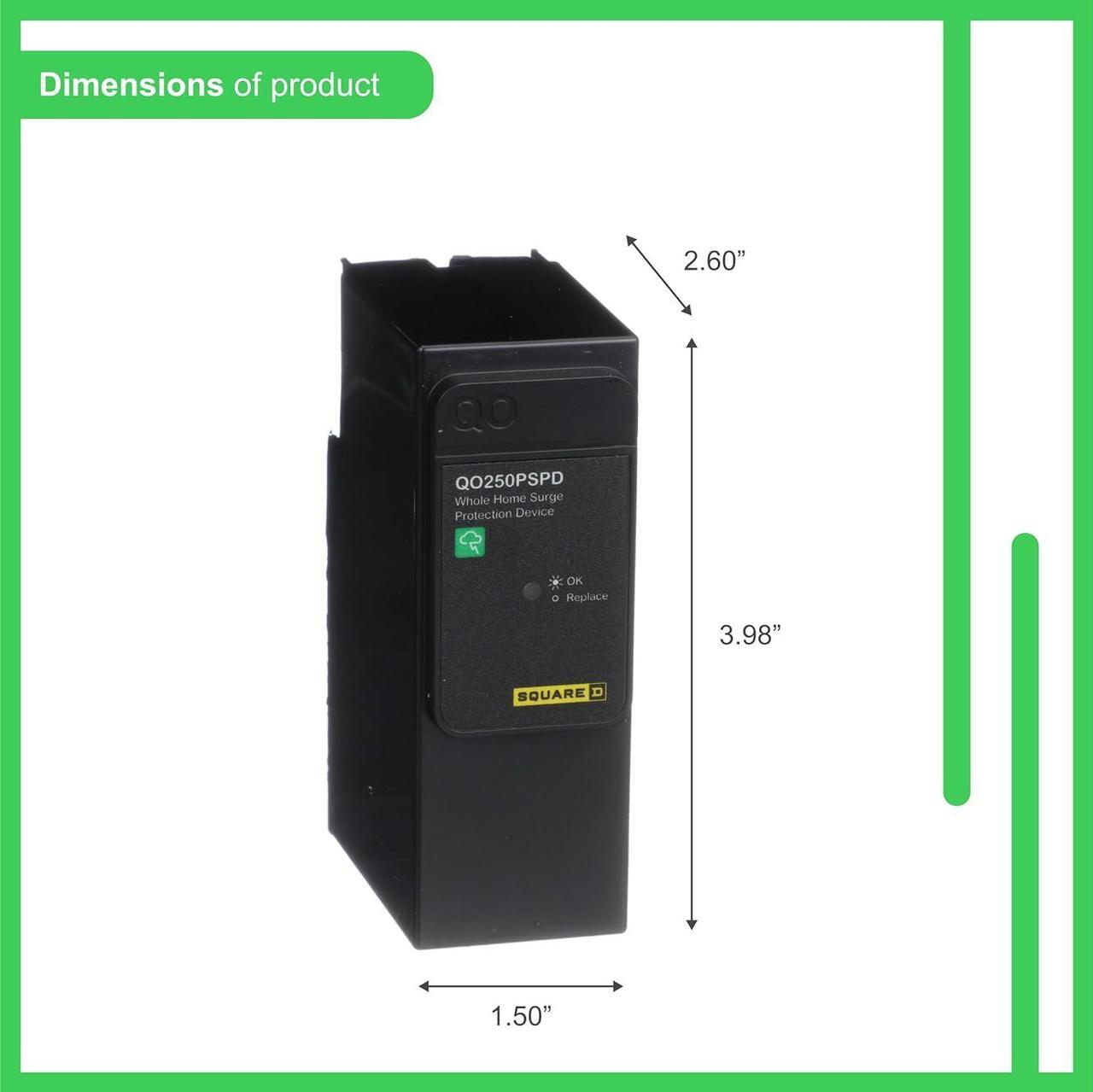 Alt view image 3 of 6 - Square D - QO250PSPD QO Whole House Surge Protection Device, 50kA, 120/240V, 1-Phase, No Wiring, Plug-On Neutral