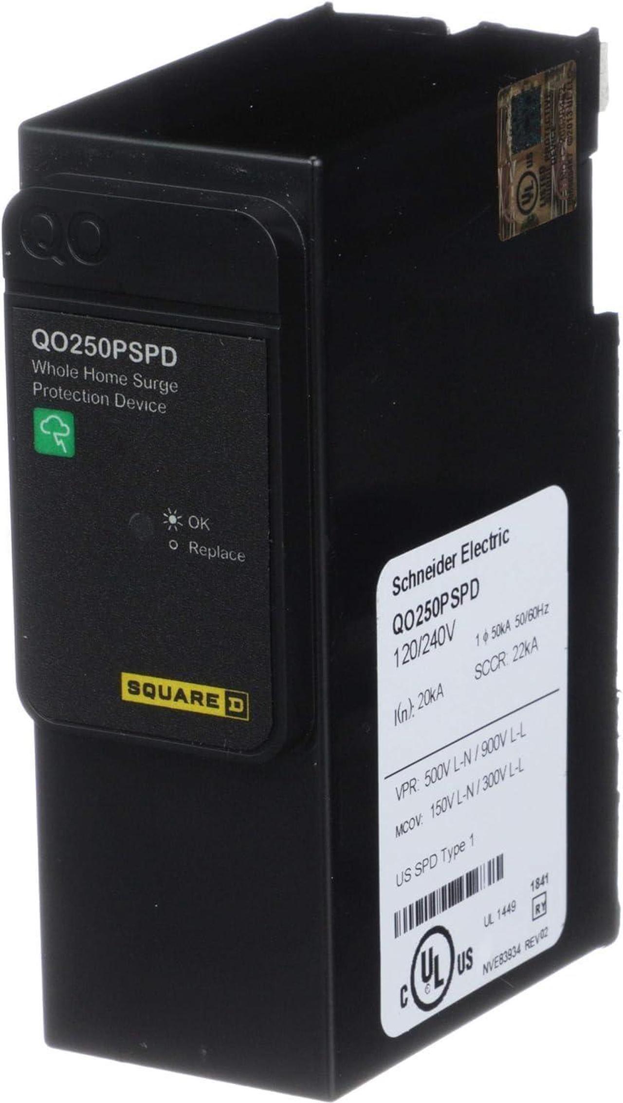 Alt view image 4 of 6 - Square D - QO250PSPD QO Whole House Surge Protection Device, 50kA, 120/240V, 1-Phase, No Wiring, Plug-On Neutral