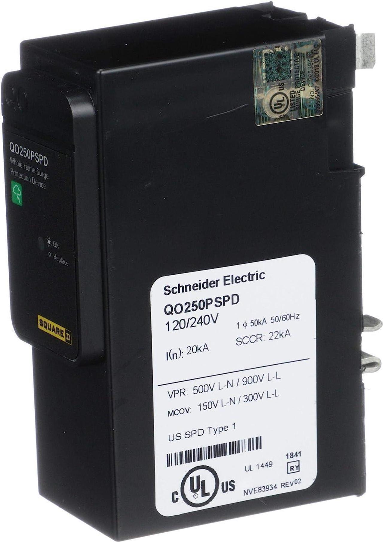 Alt view image 5 of 6 - Square D - QO250PSPD QO Whole House Surge Protection Device, 50kA, 120/240V, 1-Phase, No Wiring, Plug-On Neutral
