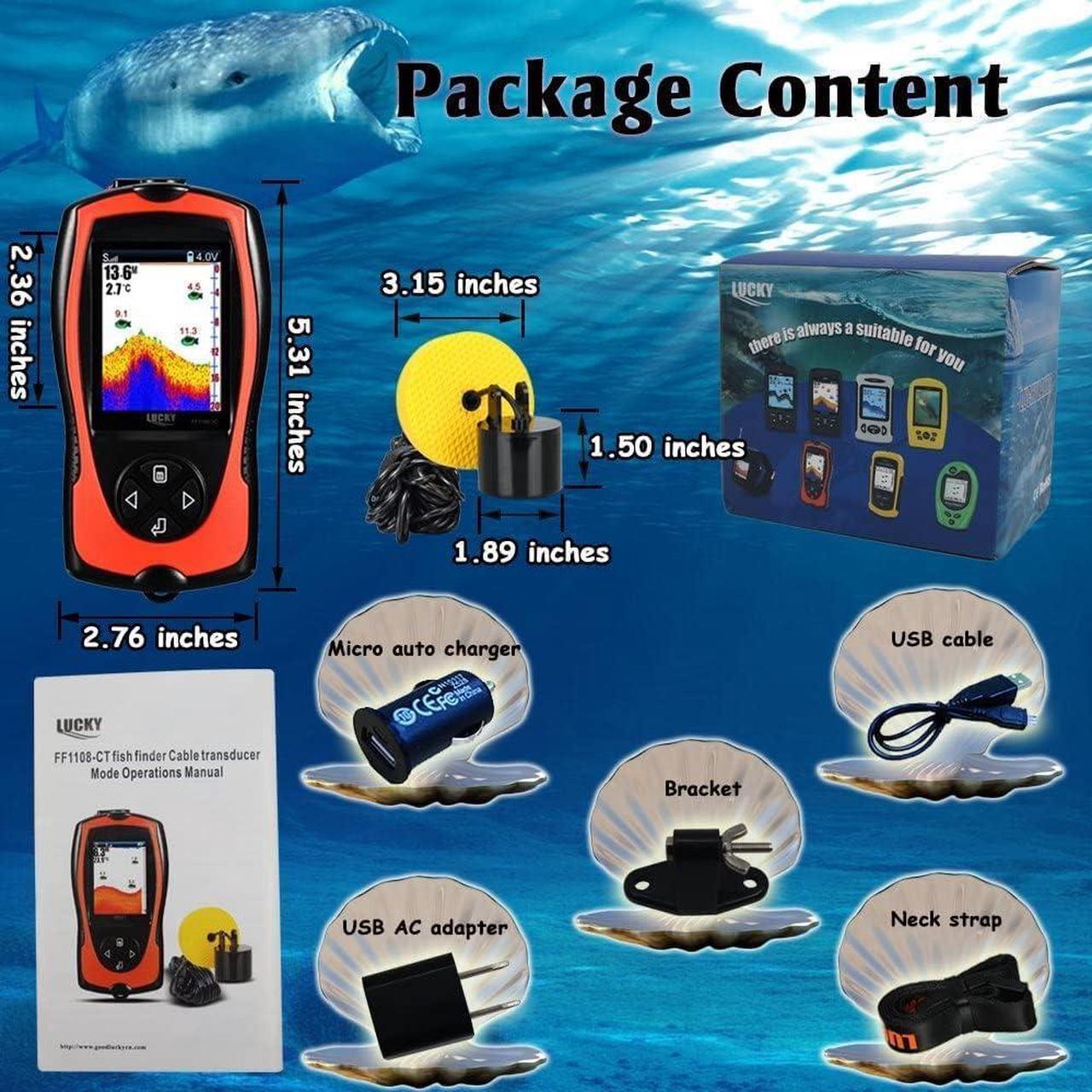 Alt view image 7 of 7 - Portable Fish Finder Handheld Kayak Fish Finders Wired Fish Depth Finder Sonar Sensor Transducer for Boat Fishing Sea Fishing