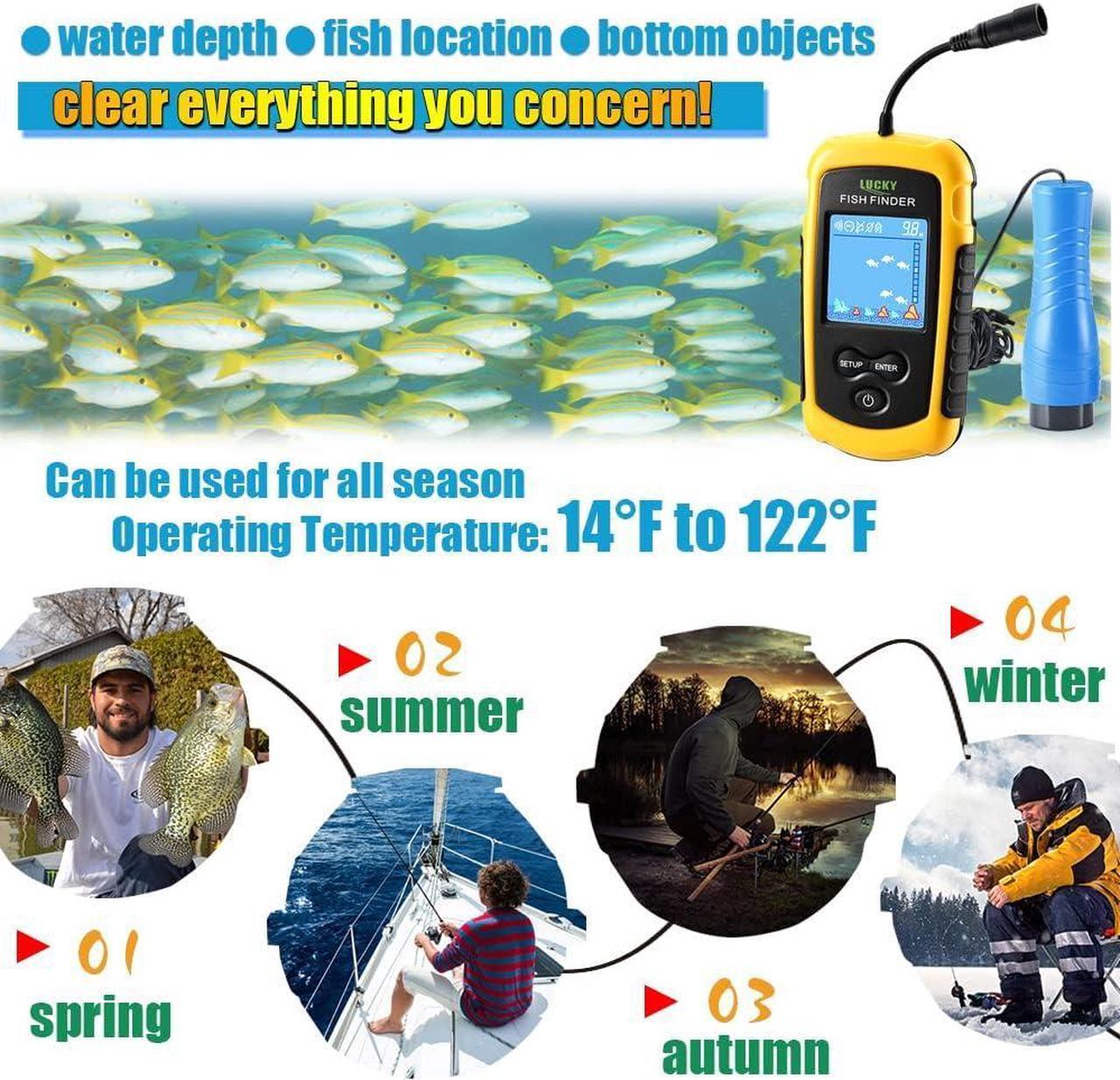 Alt view image 2 of 7 - Small Portable Fish Finder Kayak Sonar Handheld Fish Finders Ice Fishing Castable Depth Finder Boat Fisherman Gifts
