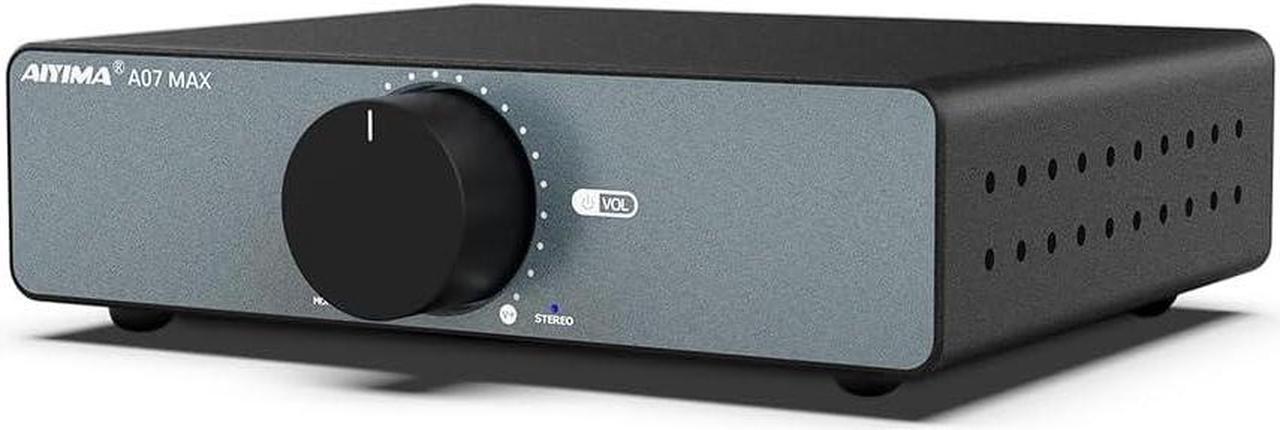 Main image of A07 MAX 2 Channel Stereo Amplifier Home Audio 300W+300W TPA3255 Class D Power Amp Bridgeable Mono Amplifier 600 Watt with 3.5mm Line Output for Passive Bookshelf Desktop Speakers+Power Adapter