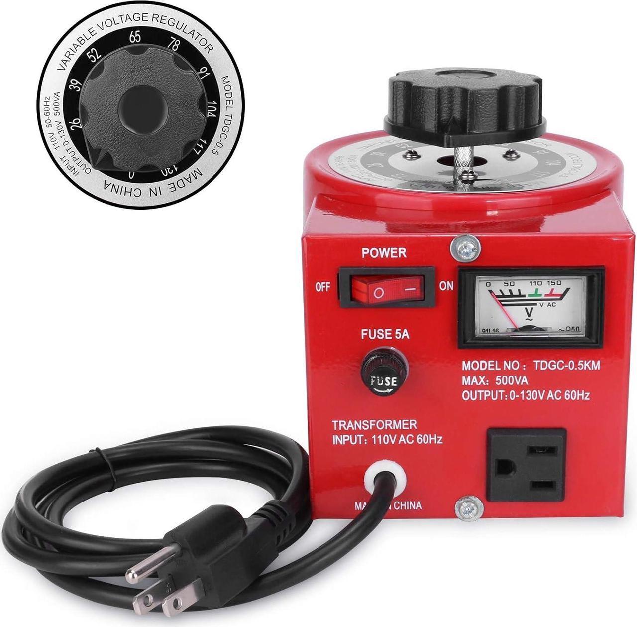 Main image of Voltage Transformer 5 Amp Auto AC Variable Voltage Regulator,500VAC Max,120VAC Input, 0-120V/130VAC Output