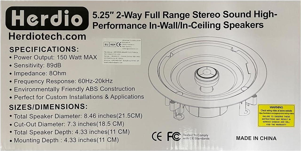 Alt view image 7 of 7 - 5.25 Inch Bluetooth Ceiling Speakers Home Recessed Speaker System 300 Watts Suitable for Humid,Kitchen,Bedroom,Bathroom,Covered Patio (A Pair)