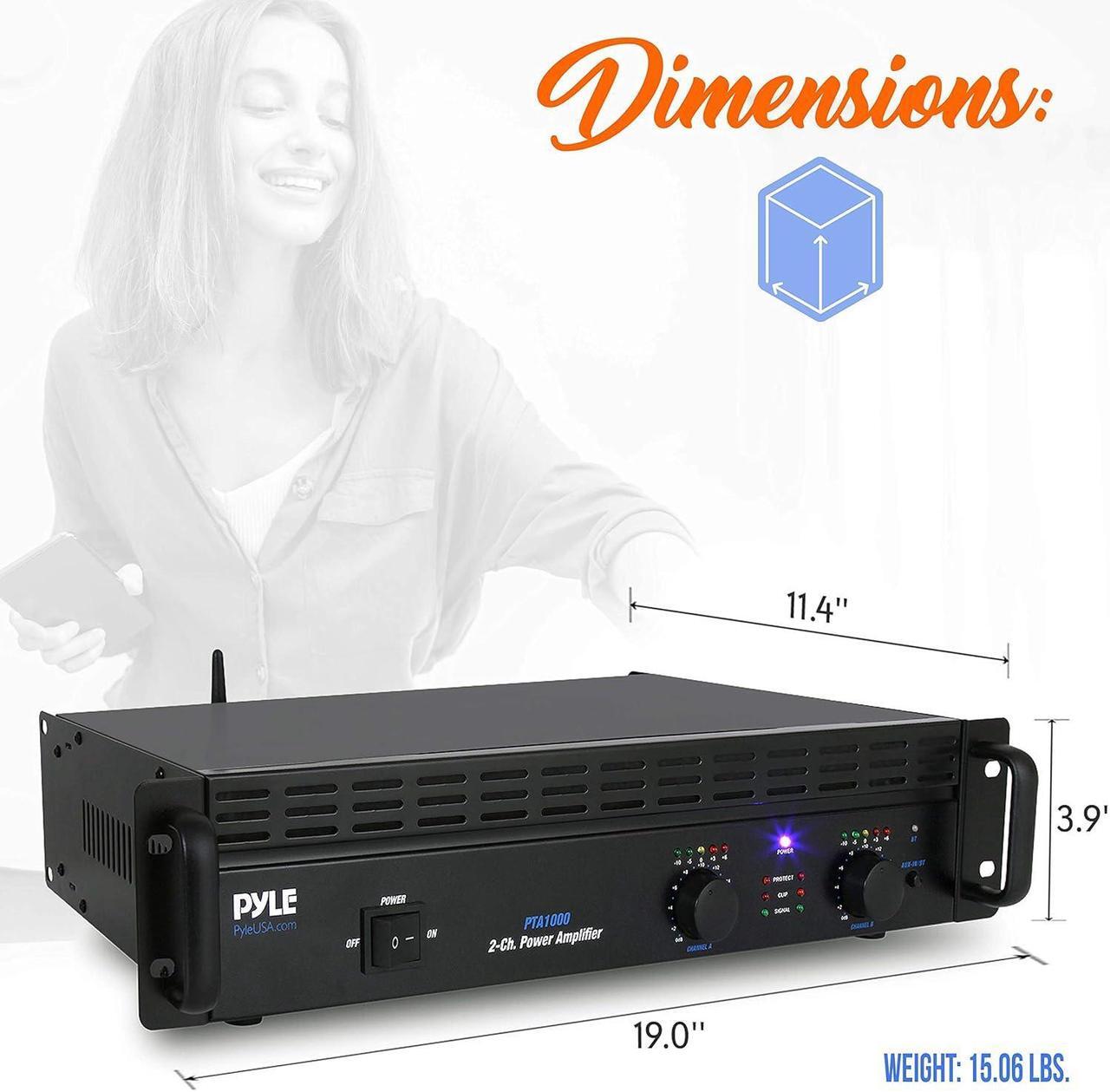 Alt view image 4 of 7 - 2-Channel Bluetooth Power Amplifier - 2000W Bridgeable Rack Mount Pro Audio Sound Wireless Home Stereo Receiver w/TRS XLR Input,LCD, Bridge Mode, Cooling Fan - Entertainment Speaker System
