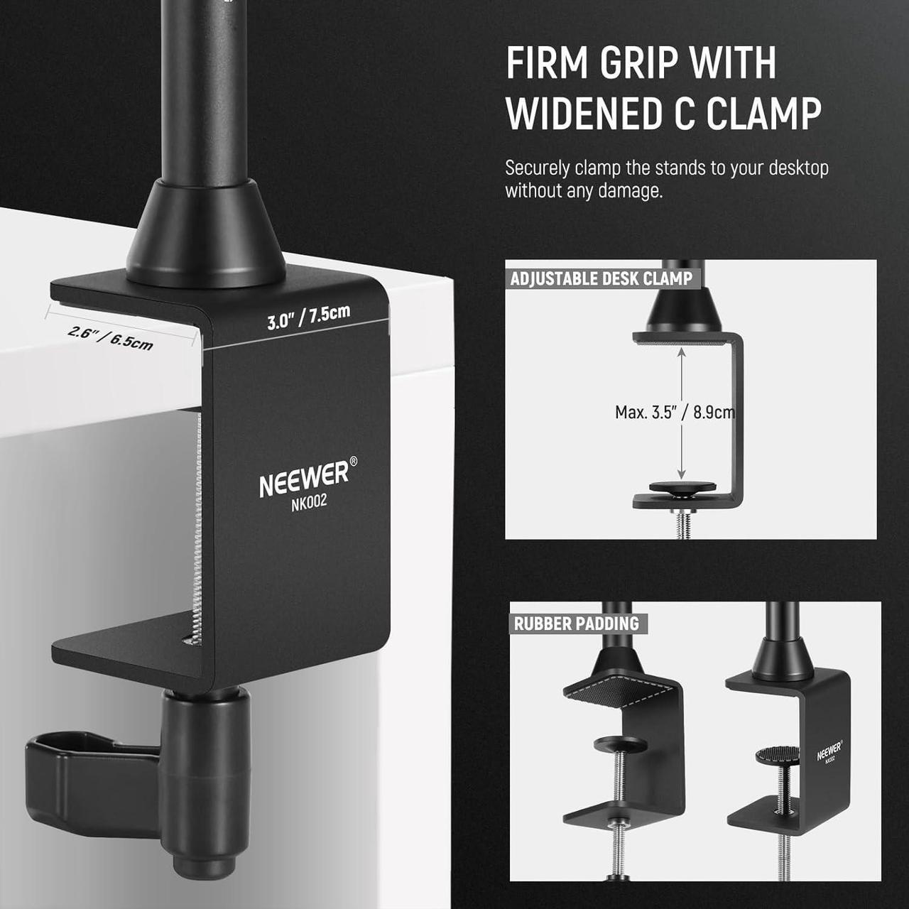 Alt view image 6 of 7 - Overhead Camera Mount Rig with 2 Ball Heads, Super Clamp/Mobile Phone Holder/Camera Desk Mount, Multi Device Mount, Platform Overhead Tripod, Adjustable Height Width, Max Load 12 kg, NK002