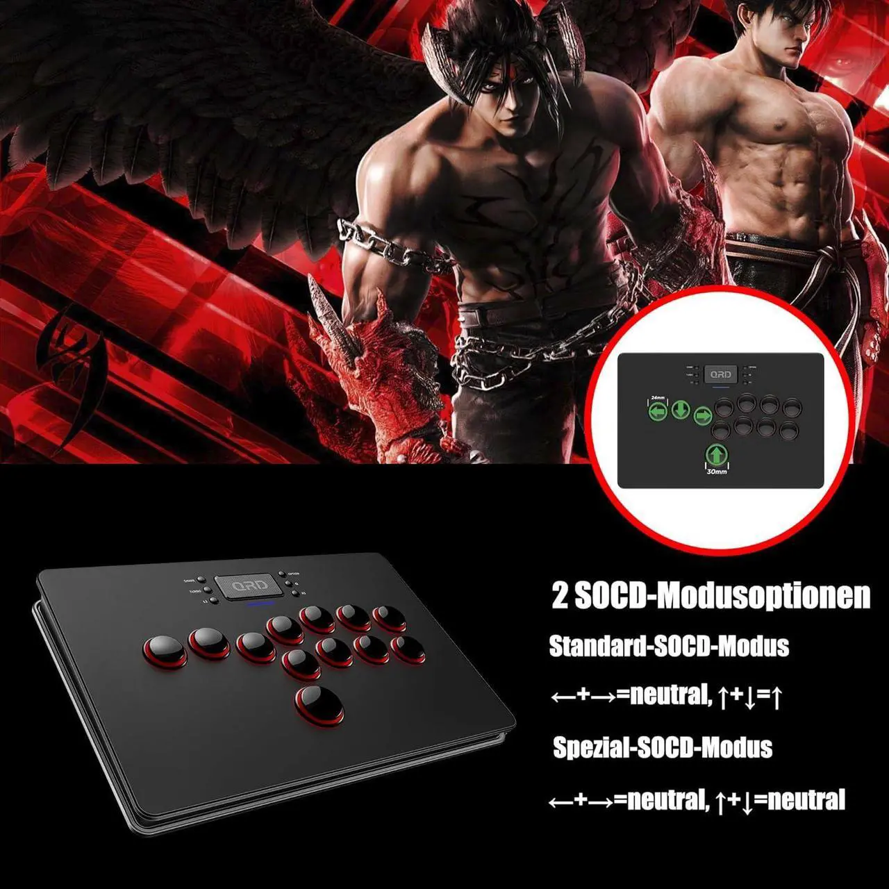 Alt view image 5 of 7 - S3 Wireless Arcade Stick for Nintendo Switch PS4 PS3 PS2 Xbox 360 PC Mac iOS Android TV Box, Leverless Fighting Stick with Touchpad, Cellphone Holder, 3.5mm Audio Port, 5 Latency Mode, S3-AB01