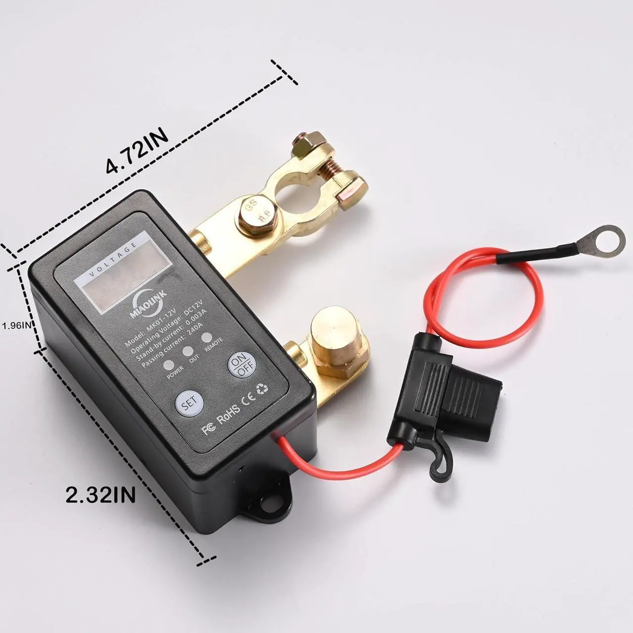 Alt view image 2 of 6 - DC12V 100-240A Battery Switch Relay Integrated Wireless Remote Control Disconnect Cut Off Isolator Master Switches, with Voltage Display