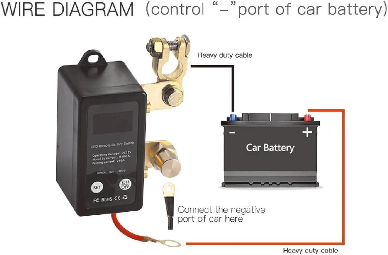 Alt view image 4 of 6 - DC12V 100-240A Battery Switch Relay Integrated Wireless Remote Control Disconnect Cut Off Isolator Master Switches, with Voltage Display