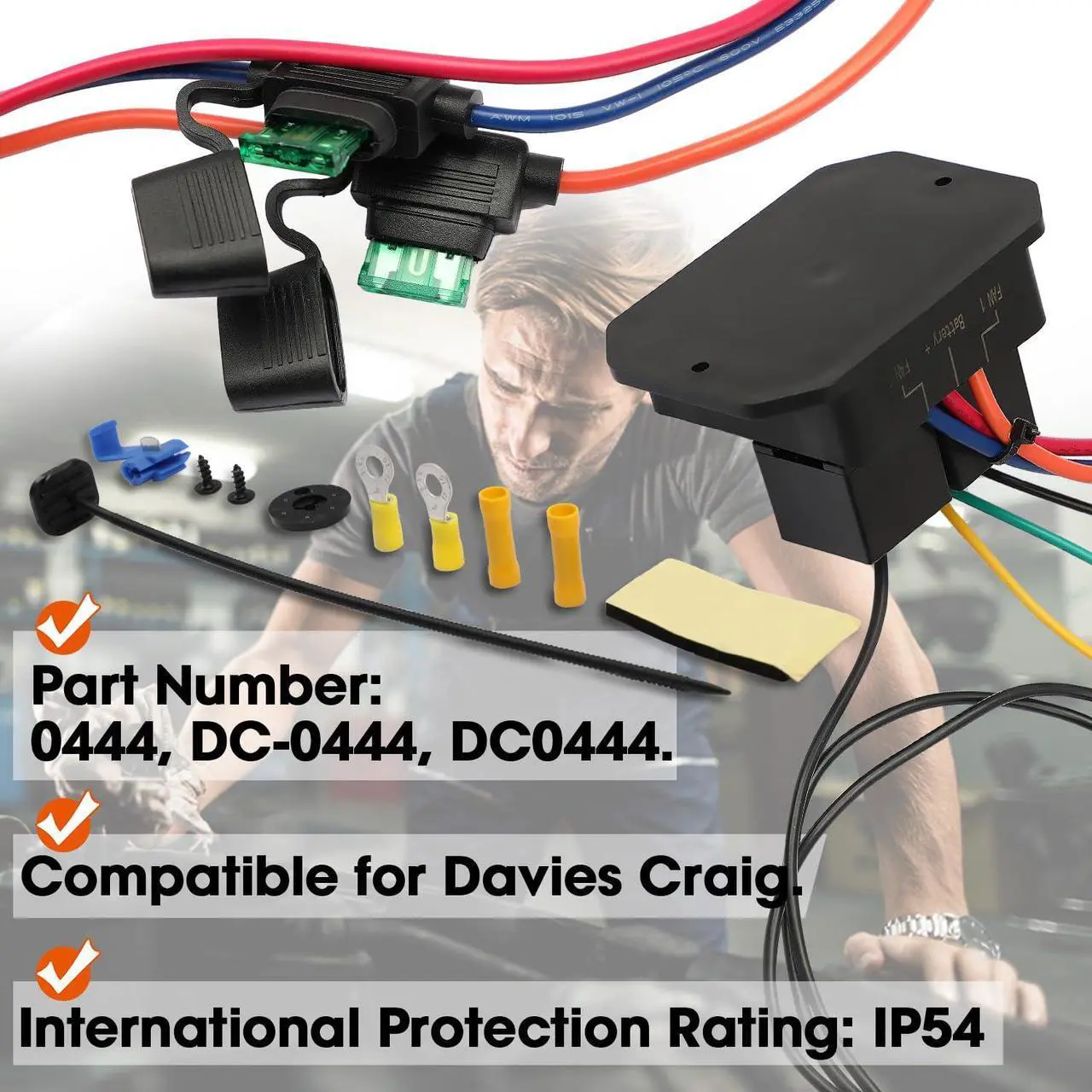 Alt view image 4 of 7 - Digital Radiator Fans Controller Swith 12V and 24V, Adjustable Temperature Range Digital Electric Thermatic Fan Switch Kit (Part #0444)