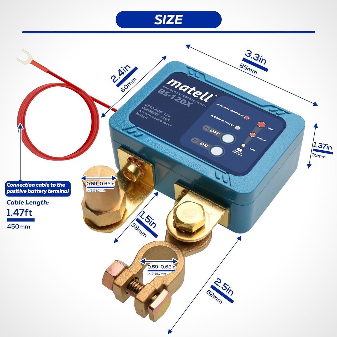 Alt view image 2 of 6 - DC 12V 500A Remote Battery Disconnect Switch Smart Voltage Control Battery Kill Switch for car Anti Theft Battery Shut Off Switch