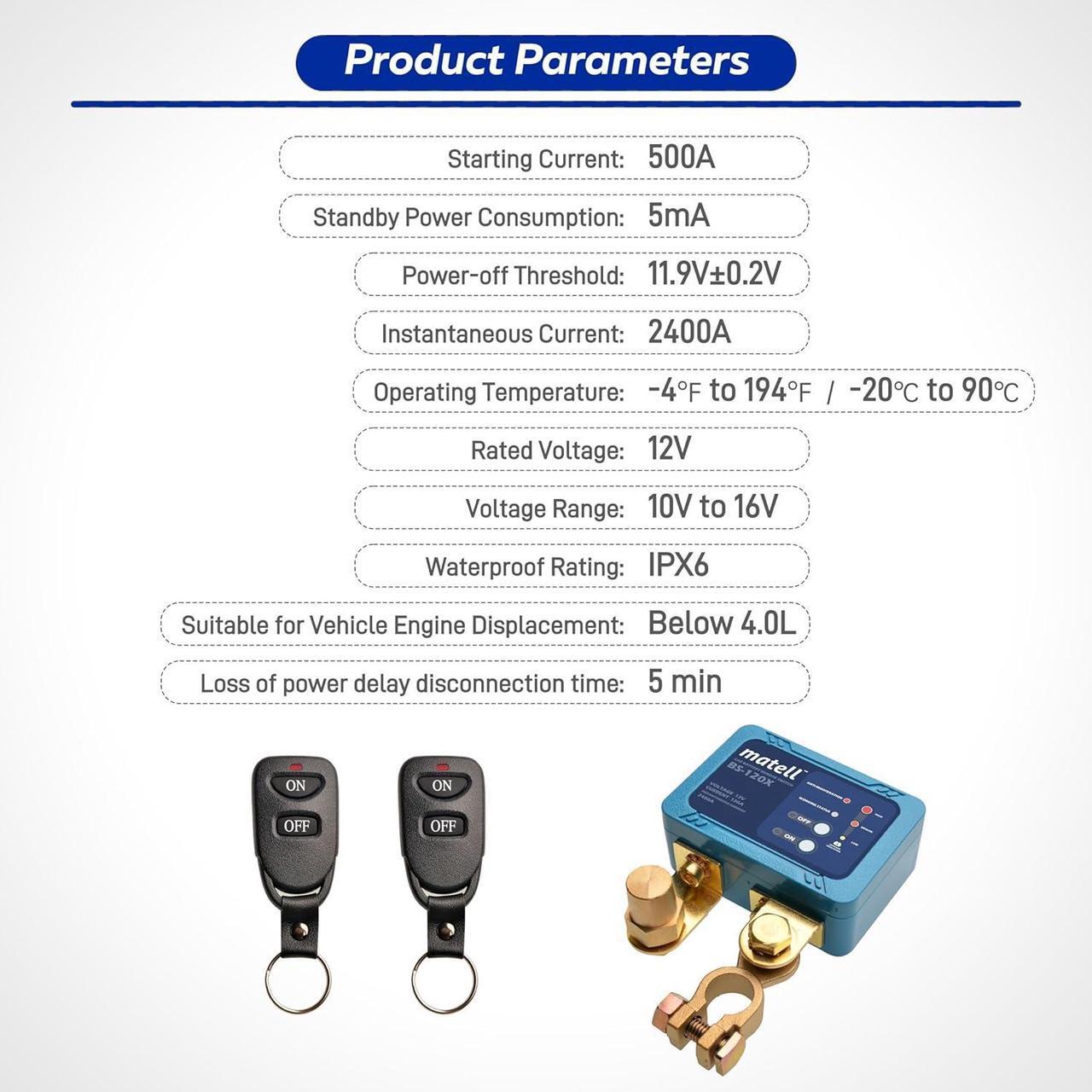 Alt view image 3 of 6 - DC 12V 500A Remote Battery Disconnect Switch Smart Voltage Control Battery Kill Switch for car Anti Theft Battery Shut Off Switch