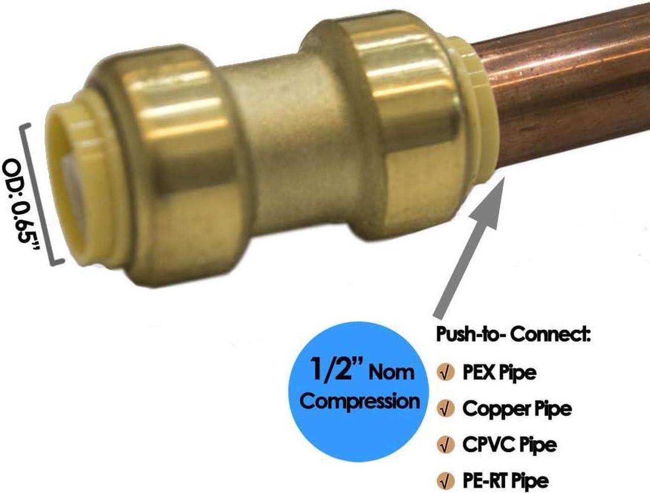 Alt view image 3 of 7 - 1" Pex Fitting Straight Coupling Push Fit PEX Fittings, Push-to-Connect Copper, CPVC, No Pb Brass Plumbing Fittings (6, 1 Inch(1"))
