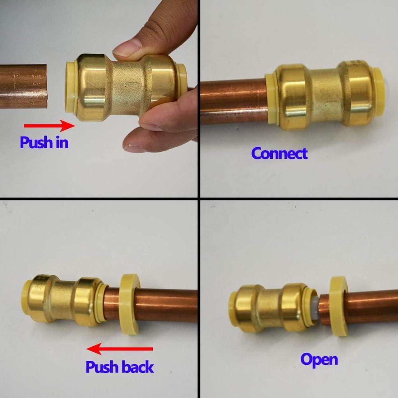 Alt view image 4 of 7 - 1" Pex Fitting Straight Coupling Push Fit PEX Fittings, Push-to-Connect Copper, CPVC, No Pb Brass Plumbing Fittings (6, 1 Inch(1"))