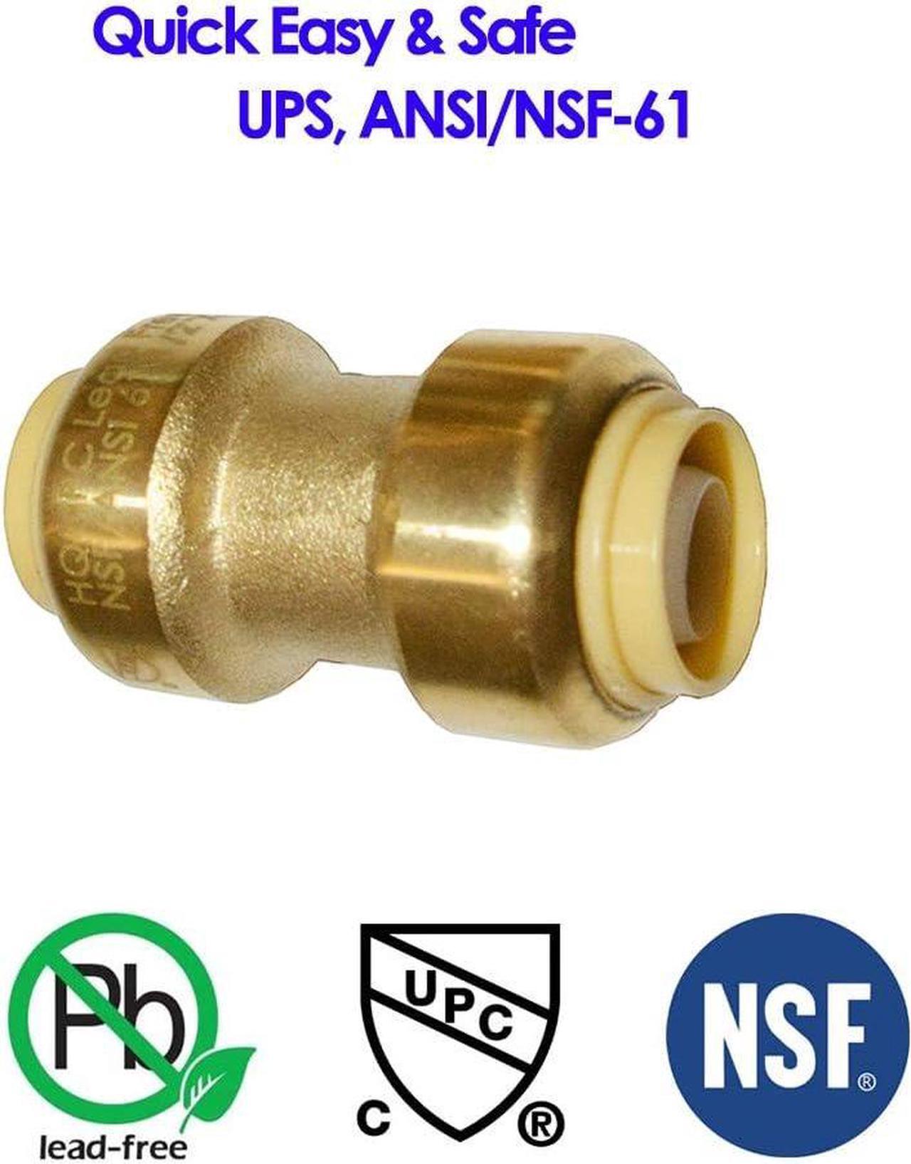 Alt view image 5 of 7 - 1" Pex Fitting Straight Coupling Push Fit PEX Fittings, Push-to-Connect Copper, CPVC, No Pb Brass Plumbing Fittings (6, 1 Inch(1"))