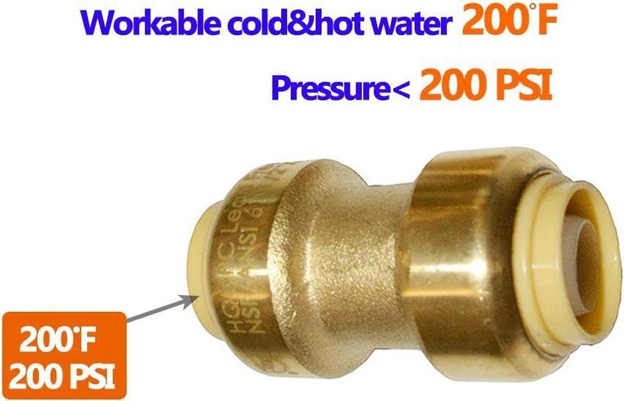Alt view image 6 of 7 - 1" Pex Fitting Straight Coupling Push Fit PEX Fittings, Push-to-Connect Copper, CPVC, No Pb Brass Plumbing Fittings (6, 1 Inch(1"))