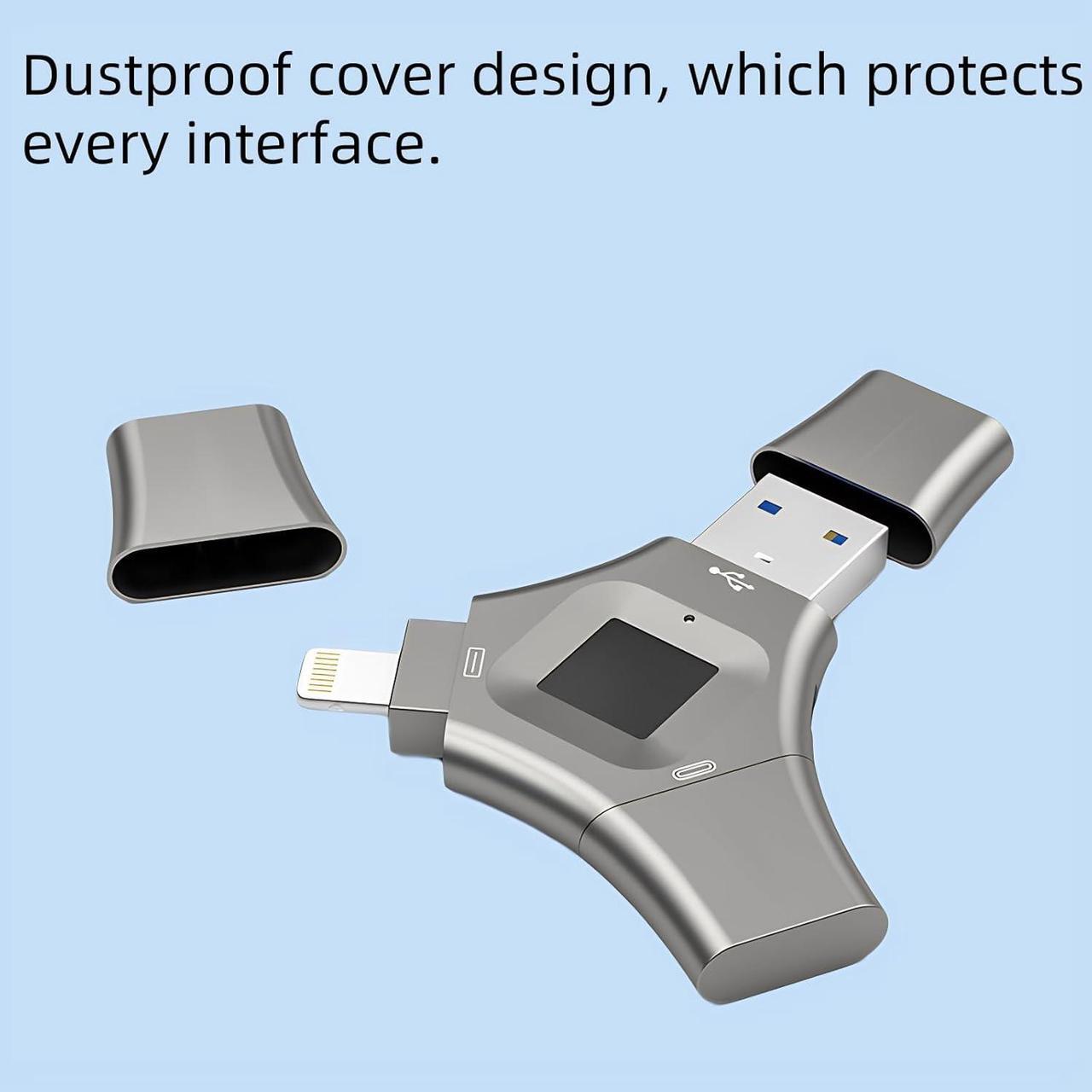 Alt view image 7 of 7 - Fingerprint 256GB USB 3.0 Flash Drive for iPhone - High-Speed Secure Thumb Drive with Fingerprint Encryption, Portable Metal Case