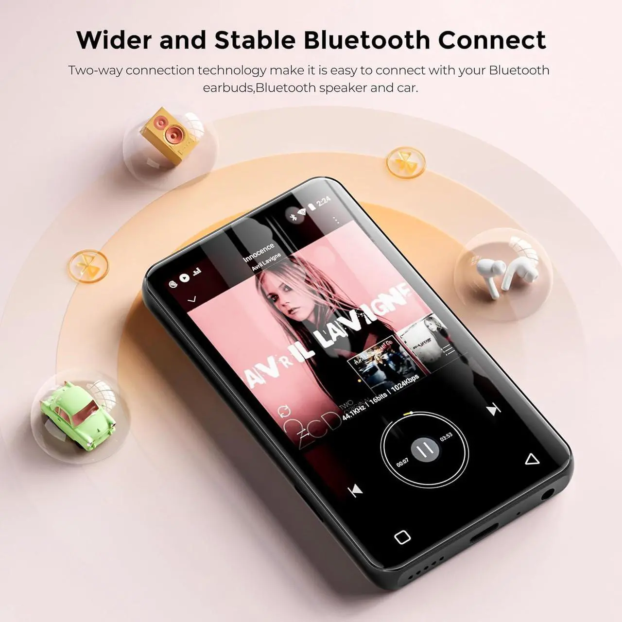 Alt view image 6 of 7 - 160GB MP3 Player with Bluetooth and WiFi, innioasis Music Player with Spotify,Pandora, Music,4" Touch Screen Android MP4 MP3 Player for Kids with Libby,Audible,Spotify Kids(Black)