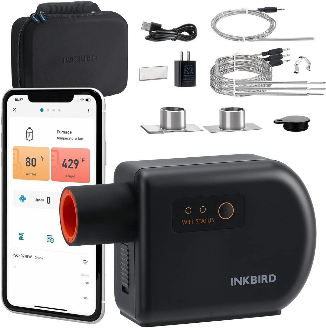 Main image of Wi-Fi & Bluetooth BBQ Smoker Temperature Controller with Automatic Smoker Fan, INKBIRD ISC-027BW Grill Thermometer with 4 Probes for Big Green Egg, Kamado Joe, Primo, Vision Grill, Akorn Kamado