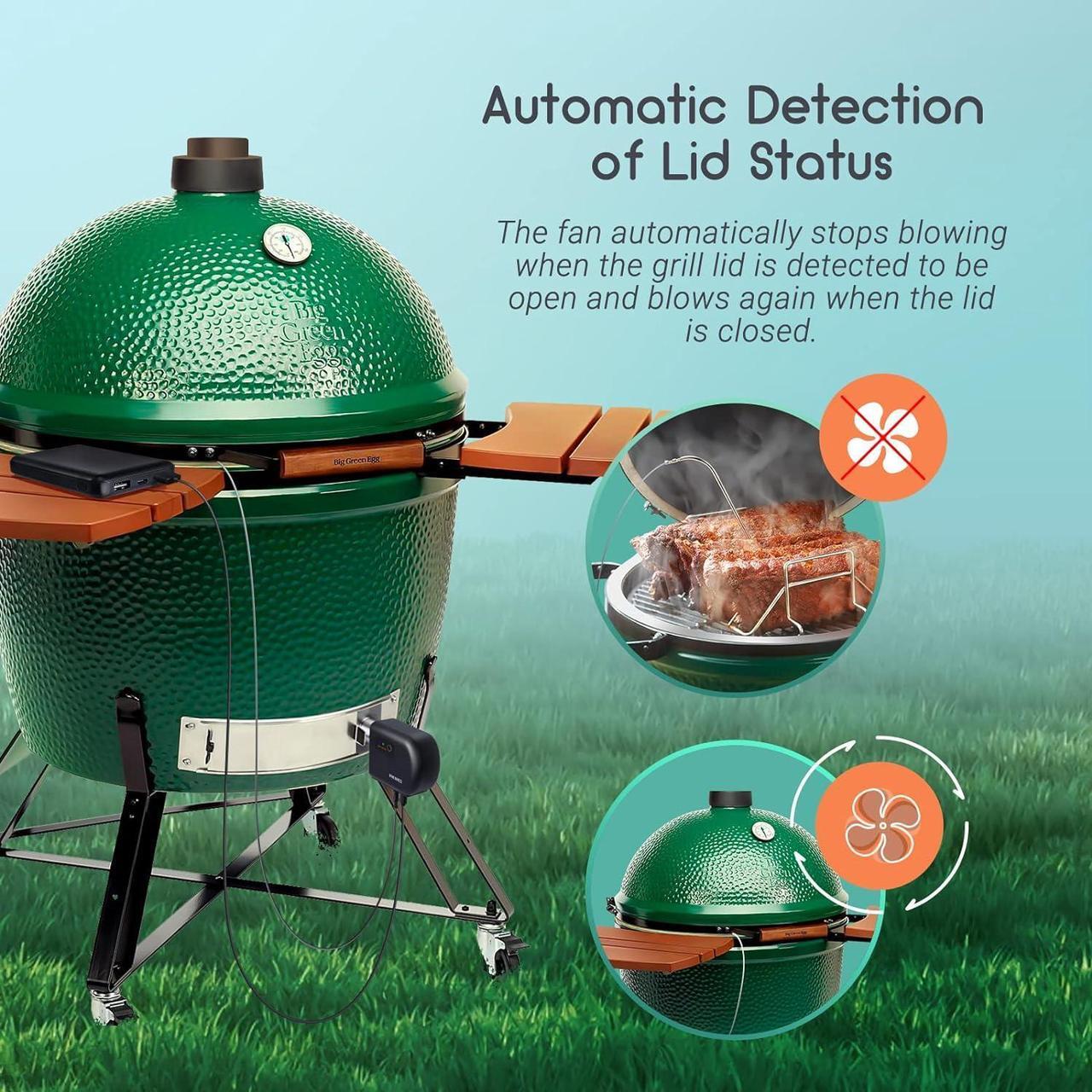 Alt view image 4 of 6 - Wi-Fi & Bluetooth BBQ Smoker Temperature Controller with Automatic Smoker Fan, INKBIRD ISC-027BW Grill Thermometer with 4 Probes for Big Green Egg, Kamado Joe, Primo, Vision Grill, Akorn Kamado