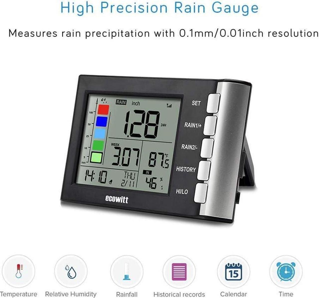 Alt view image 2 of 7 - WH5360B Wireless Rain Gauge High Precision Digital 3-in-1 Weather Station with Indoor Thermometer and Hygrometer