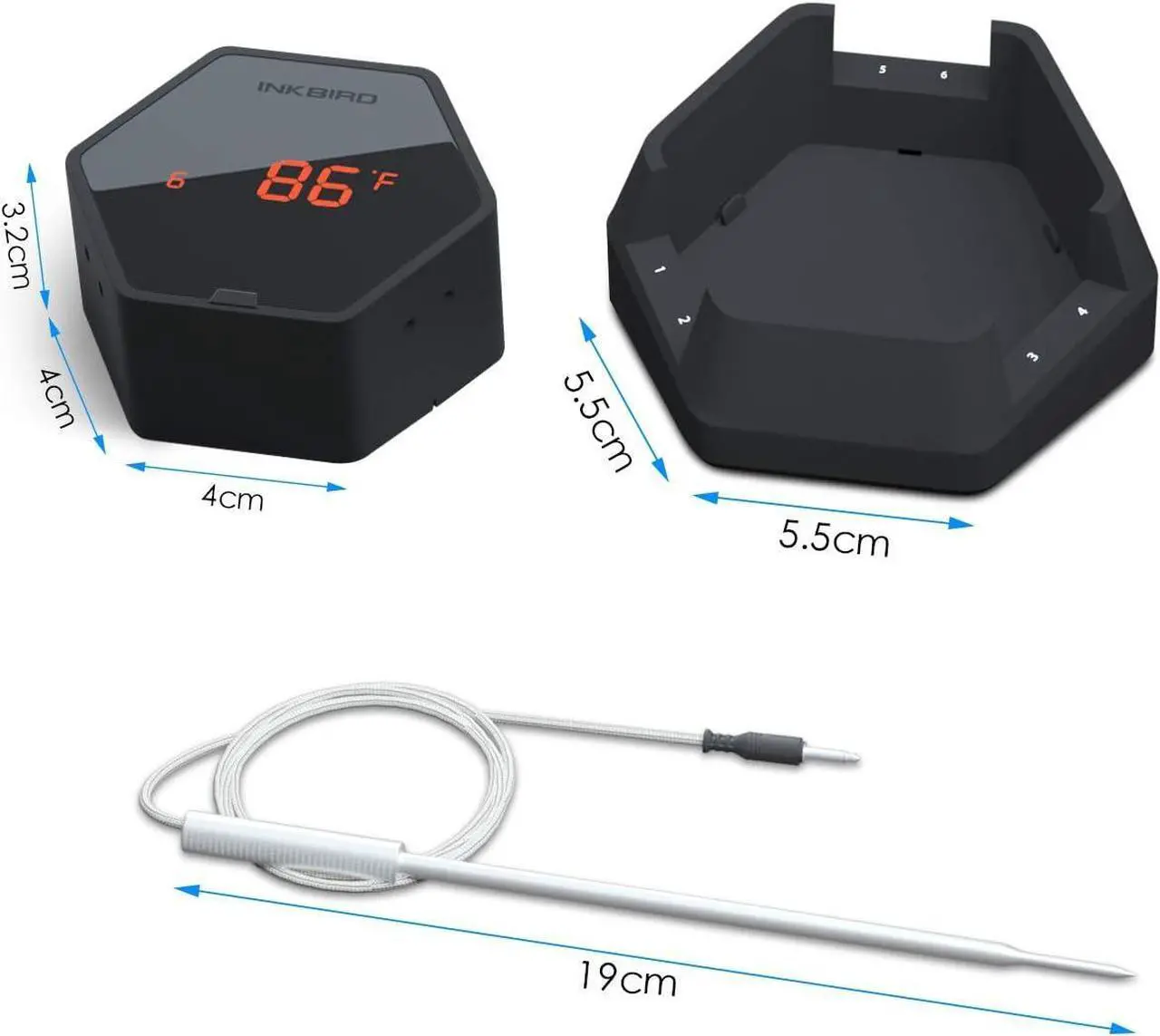 Alt view image 5 of 6 - Bluetooth BBQ Thermometer Wireless IBT-6XS, 6 Probes Digital Smoker Grill Thermometer for Cooking,150ft Bluetooth Meat Thermometer, Magnet, Timer, Alarm for Kitchen, Food (Black)