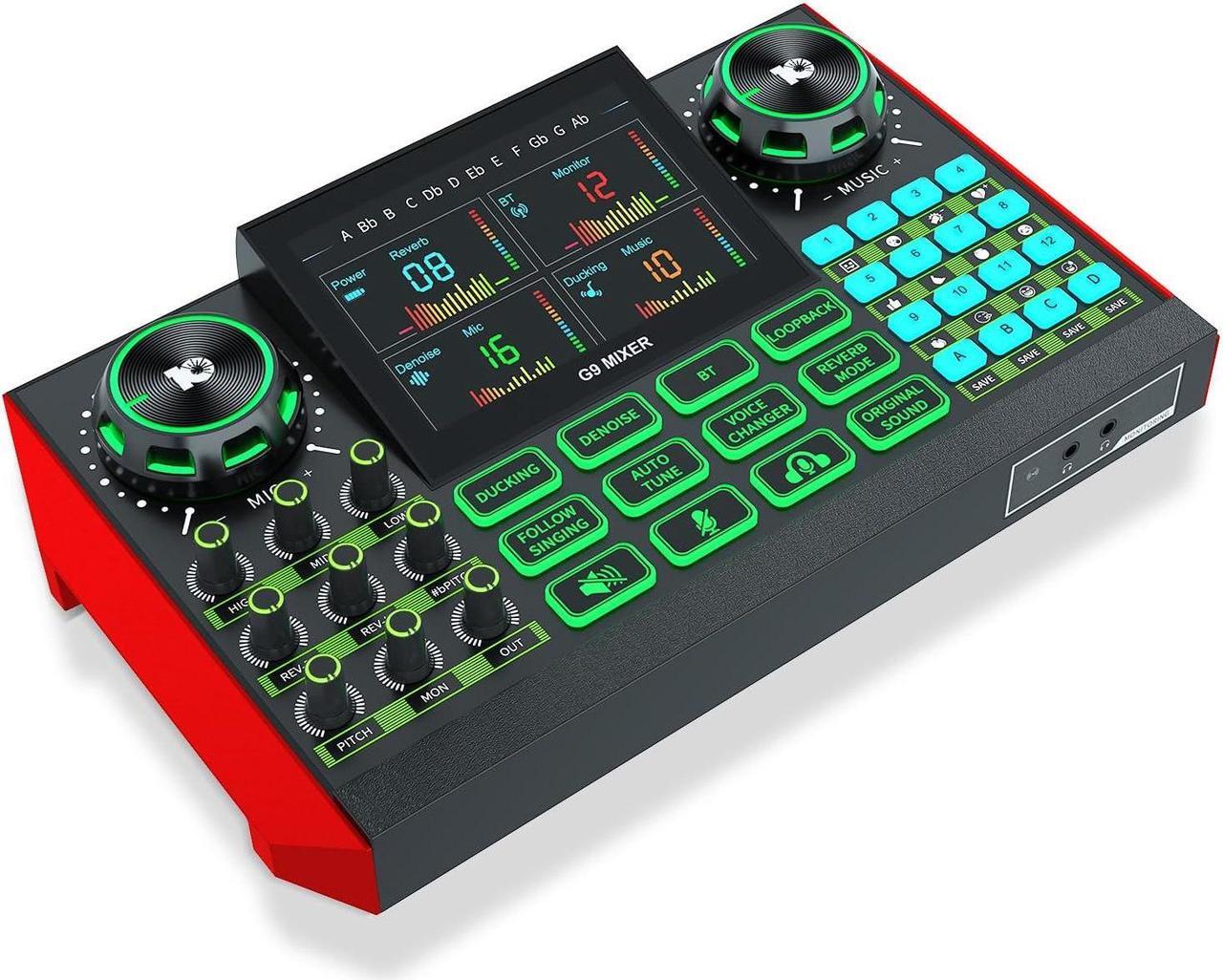 Main image of G9 Gaming Audio MixerPodcast Equipment Live Sound Card for StreamingAudio Interface DJ Mixer Sound Card/Board Condenser Microphone for Tiktok Gaming Video Content Creator Kit.