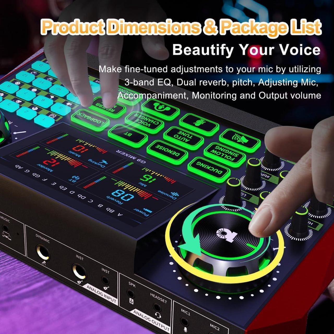 Alt view image 3 of 7 - G9 Gaming Audio MixerPodcast Equipment Live Sound Card for StreamingAudio Interface DJ Mixer Sound Card/Board Condenser Microphone for Tiktok Gaming Video Content Creator Kit.