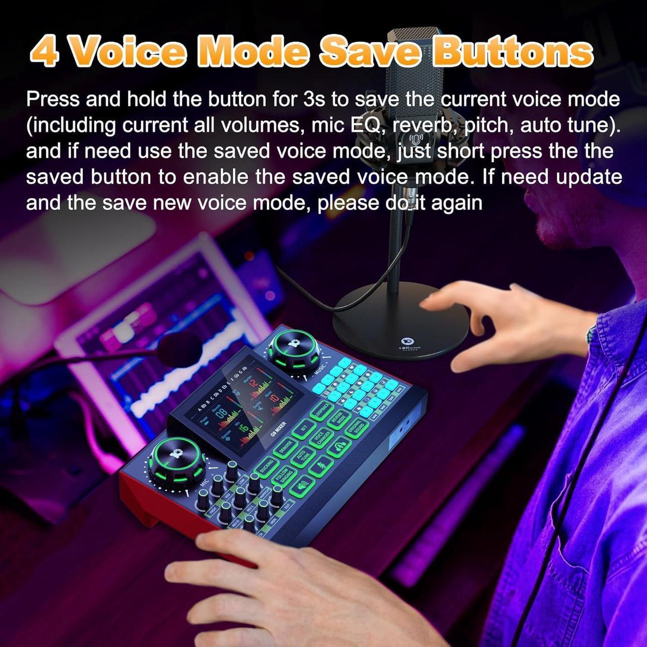 Alt view image 2 of 7 - G9 Gaming Audio MixerPodcast Equipment Live Sound Card for StreamingAudio Interface DJ Mixer Sound Card/Board Condenser Microphone for Tiktok Gaming Video Content Creator Kit.