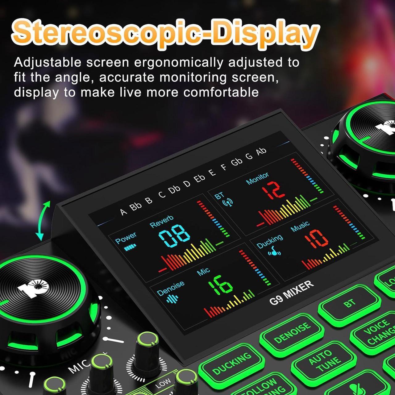 Alt view image 7 of 7 - G9 Gaming Audio MixerPodcast Equipment Live Sound Card for StreamingAudio Interface DJ Mixer Sound Card/Board Condenser Microphone for Tiktok Gaming Video Content Creator Kit.