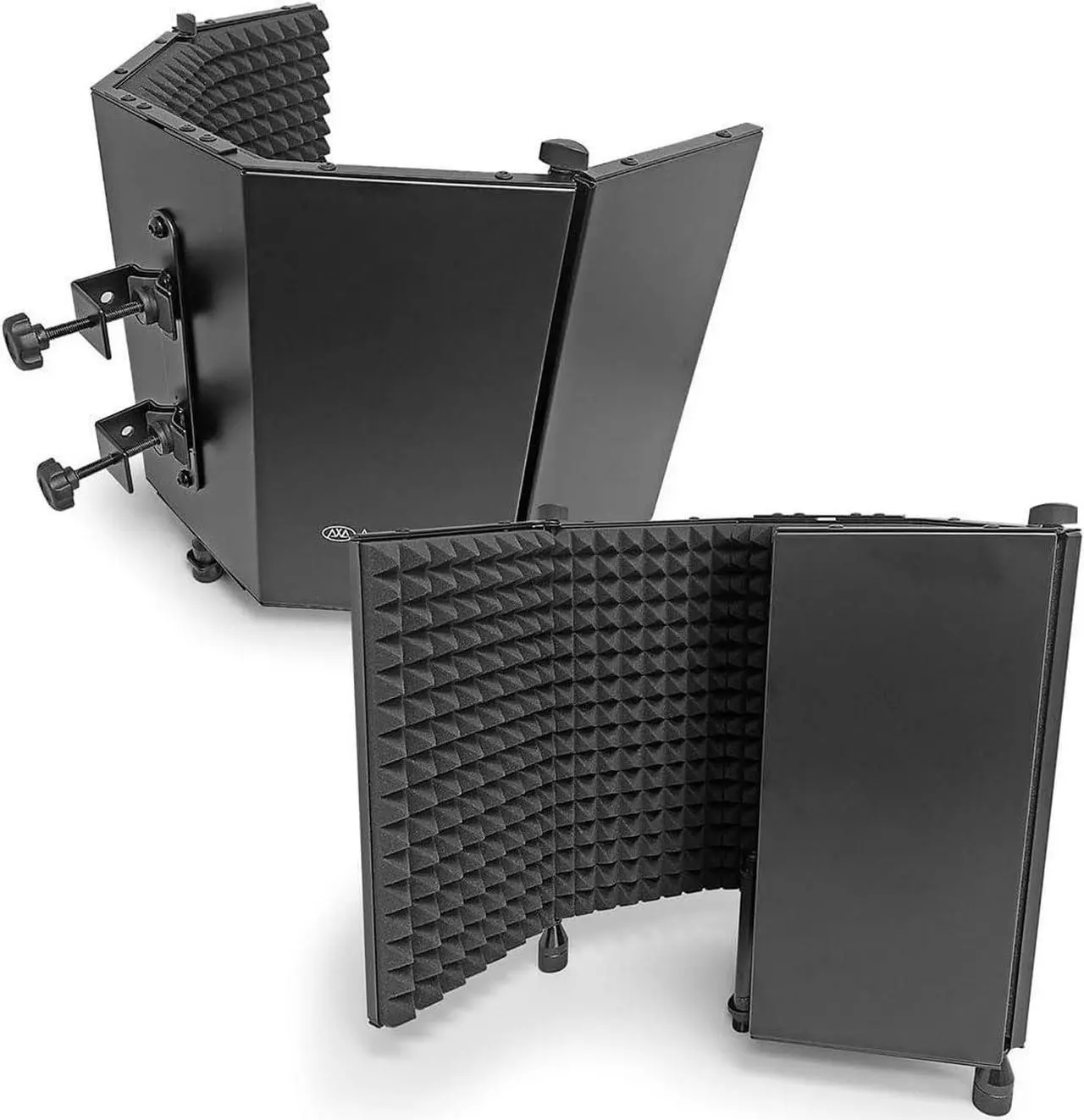 Alt view image 5 of 7 - Large 32 x 13 Recording Studio Microphone Isolation Shield w/Stand | Mic Isolation Foam Booth with Tall Stand | Reflection Filter Shield