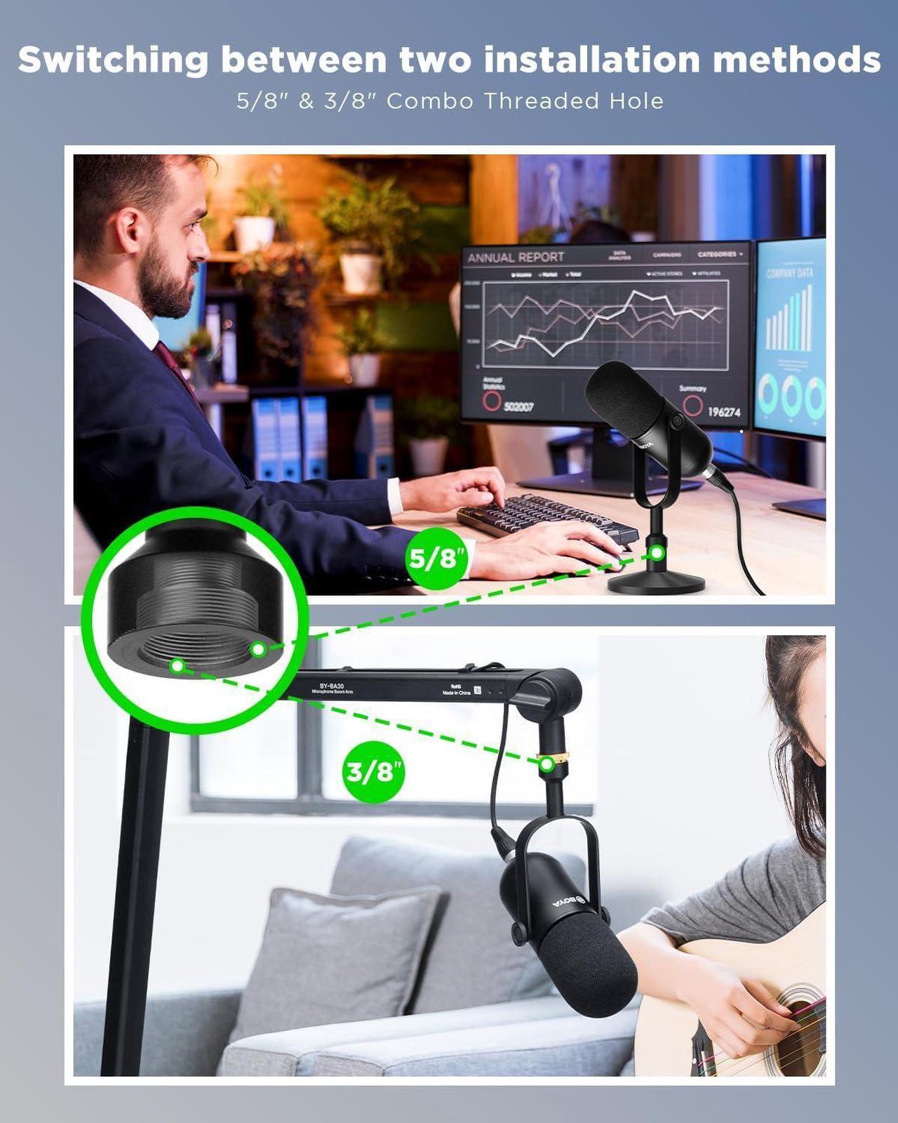 Alt view image 6 of 7 - BY-DM500 Podcast Microphone,XLR Dynamic Microphone with Broadcast Sound &Metal Construction Wide-Range Frequency Studio Microphone for Streaming Gaming Voice-Over Music-Black