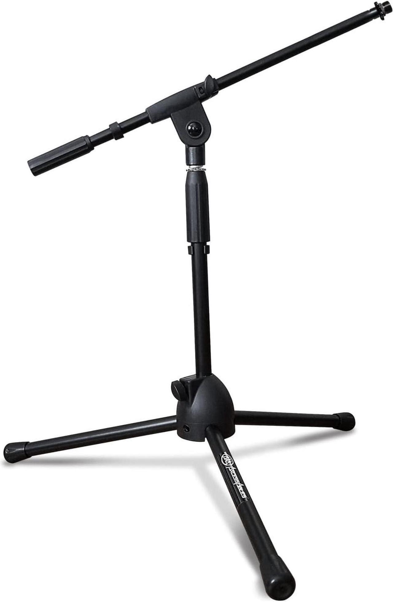 Main image of Low-Profile Microphone Tripod Stand with Boom Arm | Adjustable Height Short Floor Mic Stand with Boom | Kick Drum Mike Stands |Guitar Amp Stands (2-Pack)