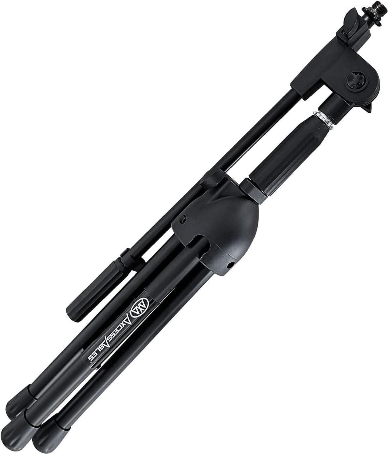 Alt view image 2 of 7 - Low-Profile Microphone Tripod Stand with Boom Arm | Adjustable Height Short Floor Mic Stand with Boom | Kick Drum Mike Stands |Guitar Amp Stands (2-Pack)