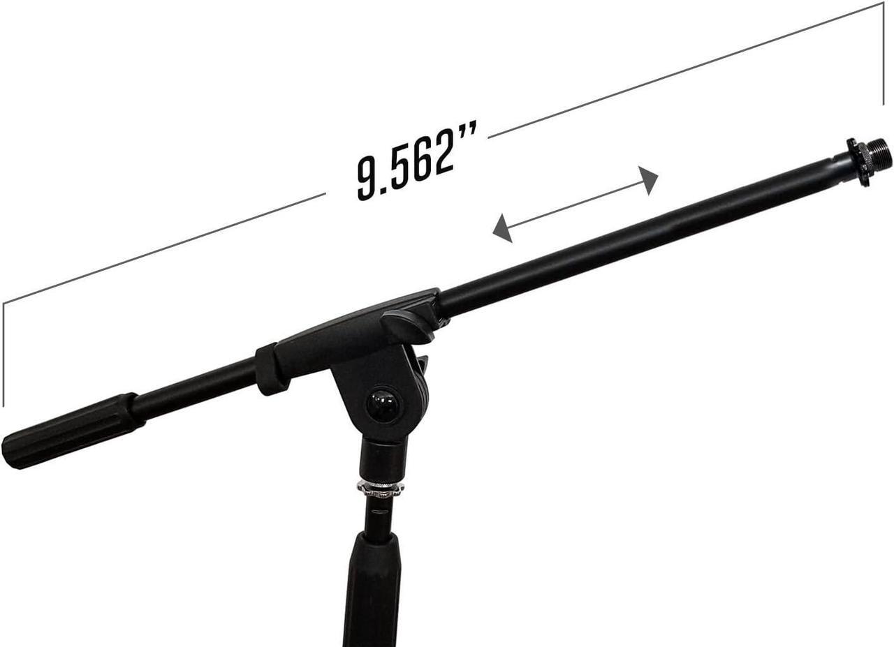 Alt view image 3 of 7 - Low-Profile Microphone Tripod Stand with Boom Arm | Adjustable Height Short Floor Mic Stand with Boom | Kick Drum Mike Stands |Guitar Amp Stands (2-Pack)