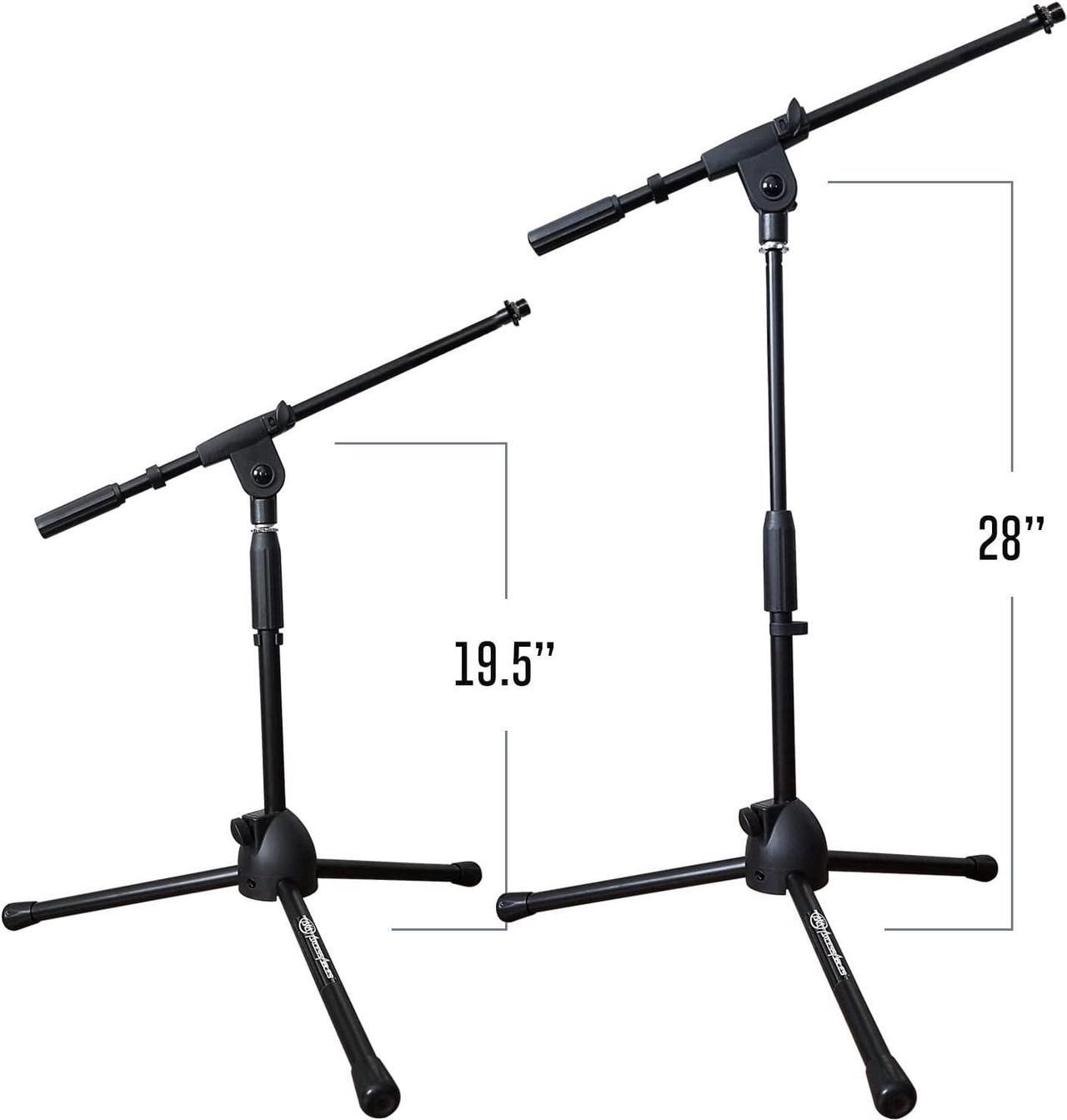 Alt view image 4 of 7 - Low-Profile Microphone Tripod Stand with Boom Arm | Adjustable Height Short Floor Mic Stand with Boom | Kick Drum Mike Stands |Guitar Amp Stands (2-Pack)