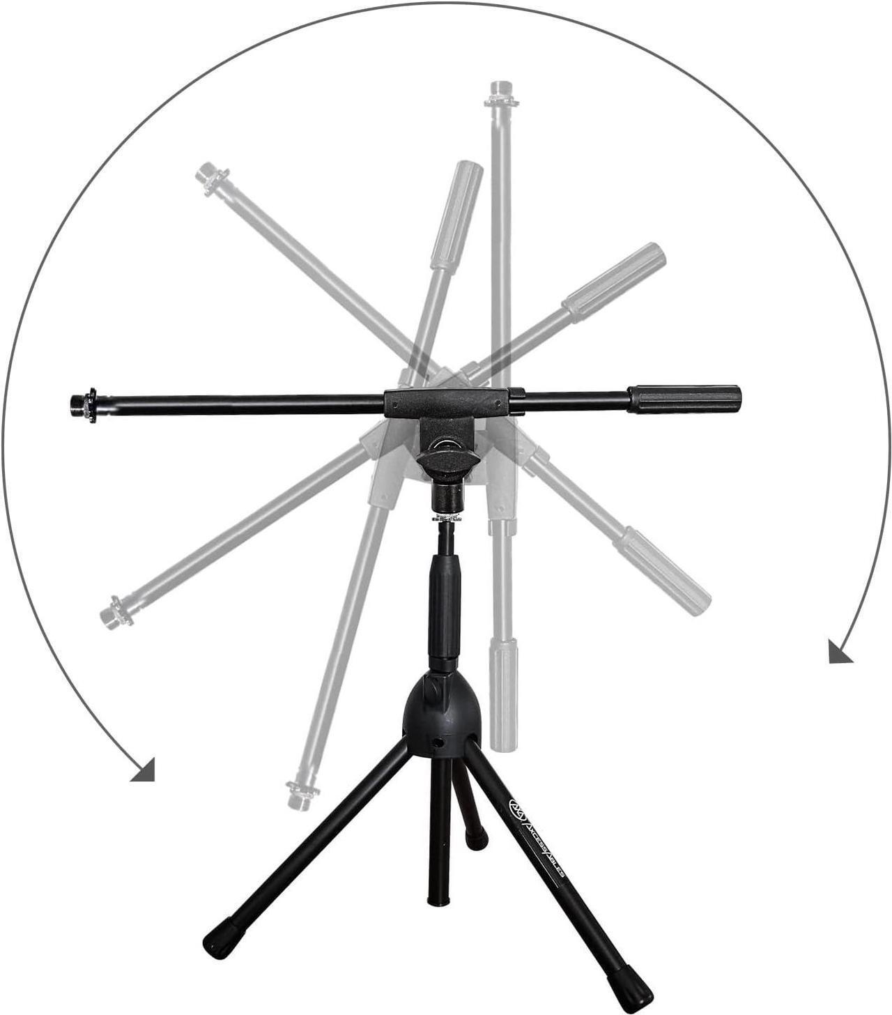Alt view image 6 of 7 - Low-Profile Microphone Tripod Stand with Boom Arm | Adjustable Height Short Floor Mic Stand with Boom | Kick Drum Mike Stands |Guitar Amp Stands (2-Pack)