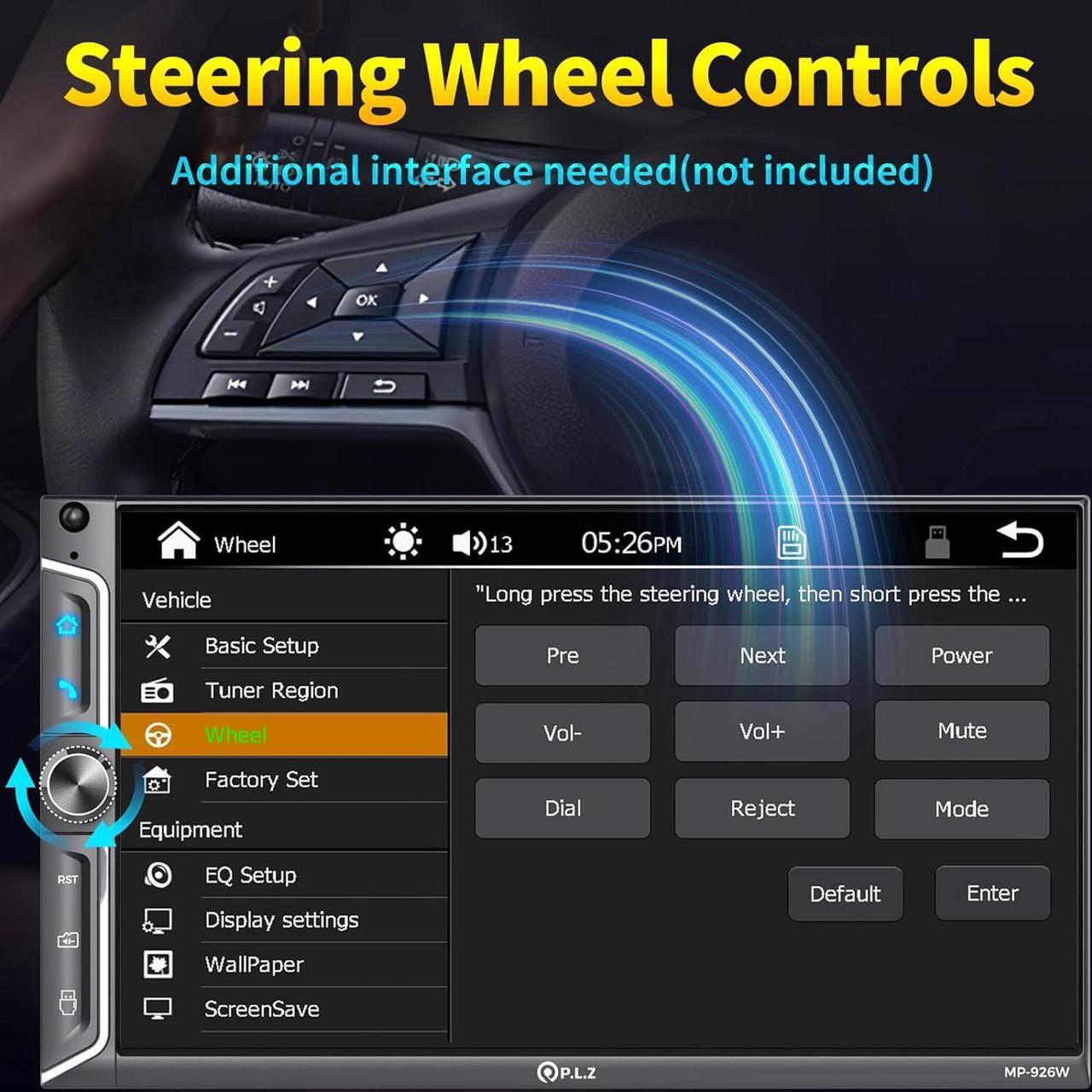 Alt view image 6 of 7 - 7" Wireless Double Din Car Stereo  Car Play Radio Carplay Android Auto QLED Touch Screen, Bluetooth 5.3 Audio Receivers, 1080P Backup Camera, 4.2 Channel Outputs 240W, 2 Subwoofer, FM/AM, SWC
