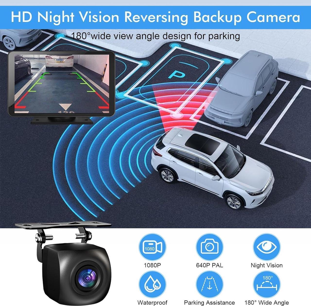 Alt view image 3 of 7 - 7" HD Portable Carplay Wireless Touch Screen Double Din Car Stereo Compatible  Carplay and Android Auto with GPS Navigation, Voice Control, Mirror Link, Bluetooth