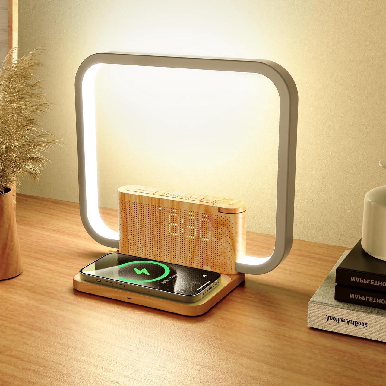 Main image of Sunrise Alarm Clock for Heavy Sleepers with Wireless Charger, Wake Up Light, Sleep Aid with 10 Nature Sounds for Bedroom, White Noise Sound Machine for Adults, 3 Way Dimmable Touch Table Lamp