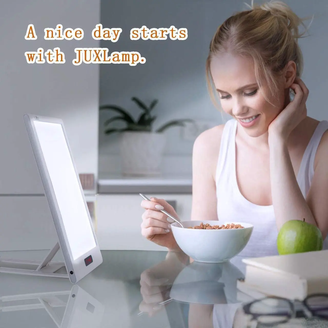 Alt view image 2 of 7 - Light Alarm Clock 3 Color Light Therapy Sunrise Wake-up lamp, 12000lux Sun lamp Restorative Strength, Focusing Attention